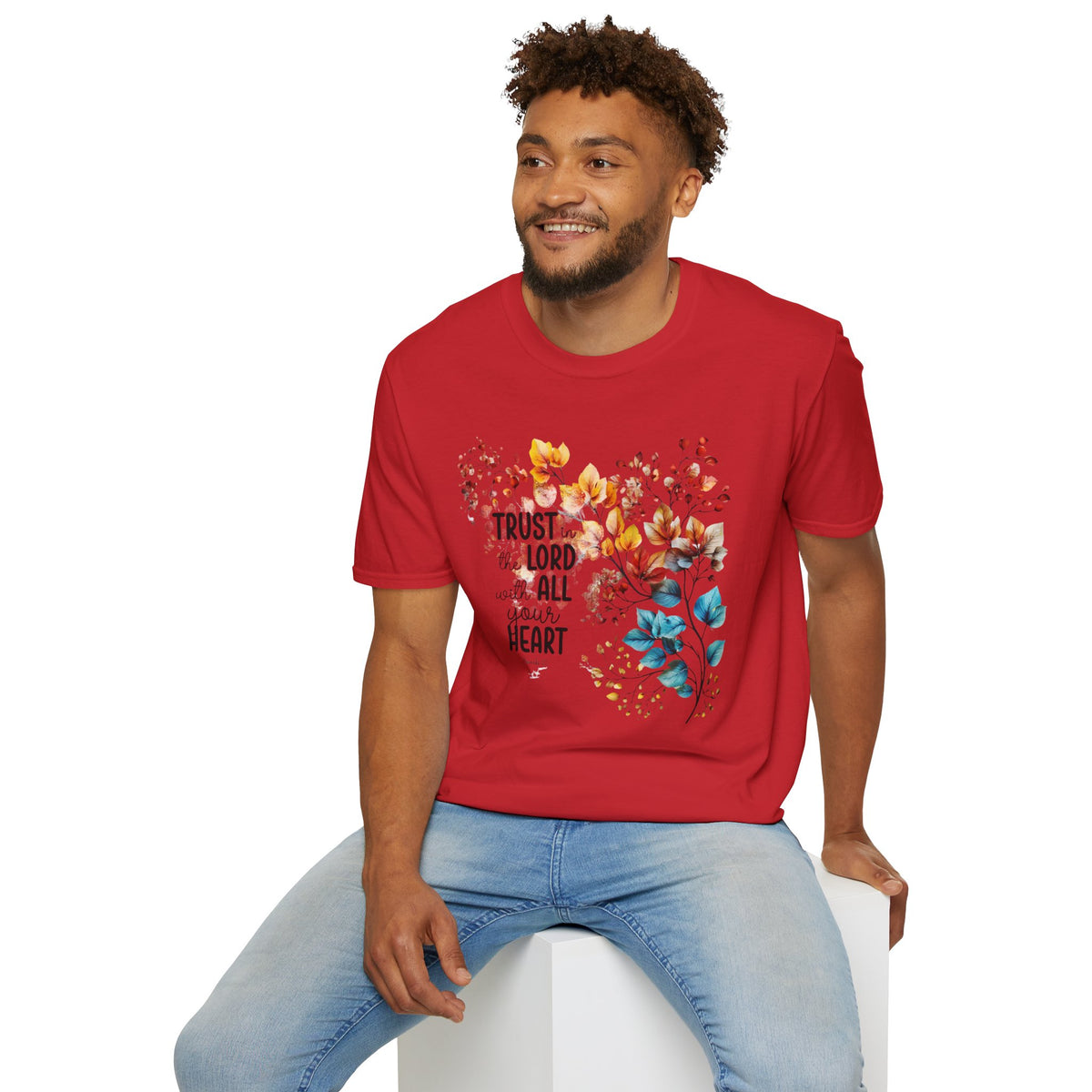 Trust the Lord with All Your Heart T-Shirt | Floral Scripture Design