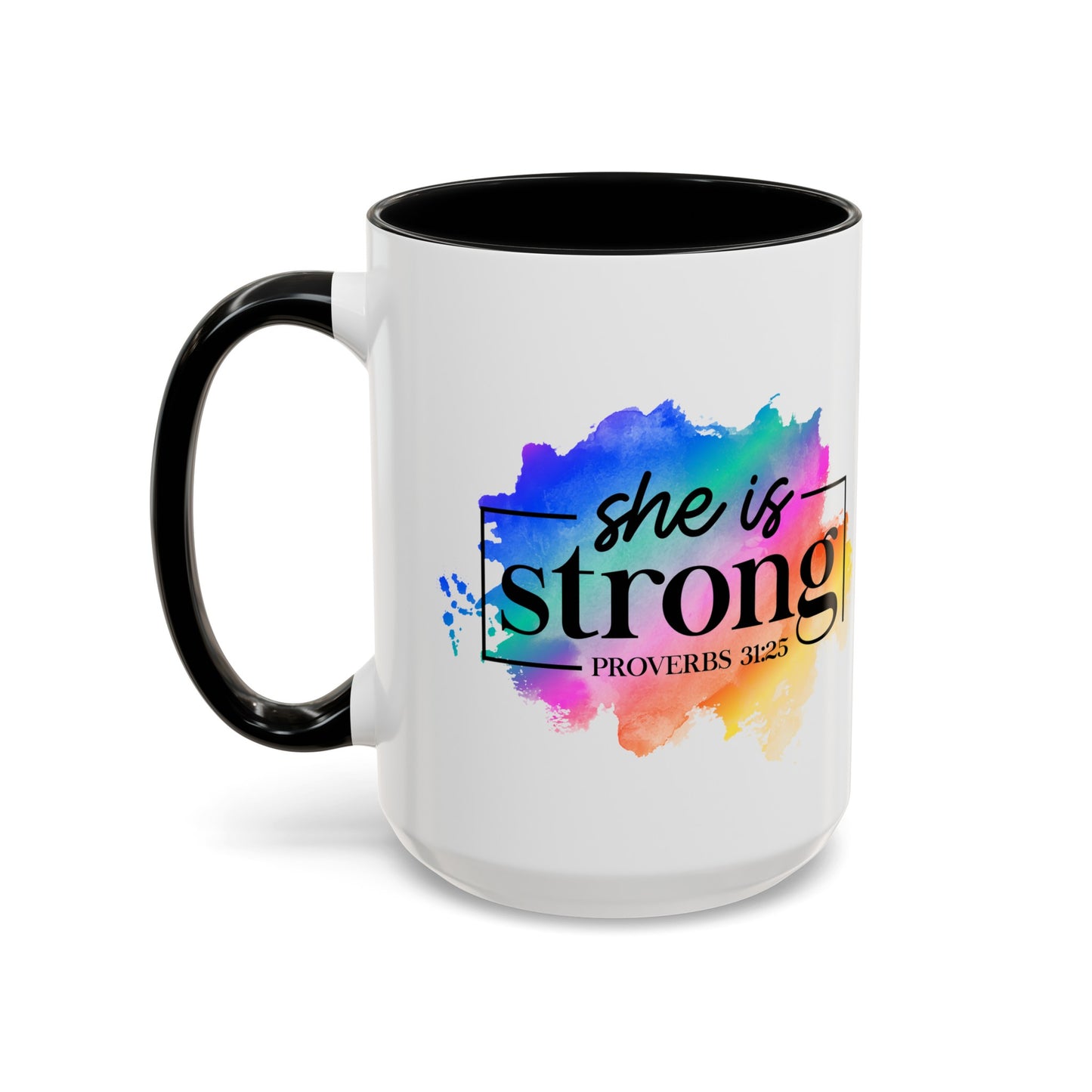 SHE IS STRONG - 5 Colors Accent Coffee Mug, 11oz