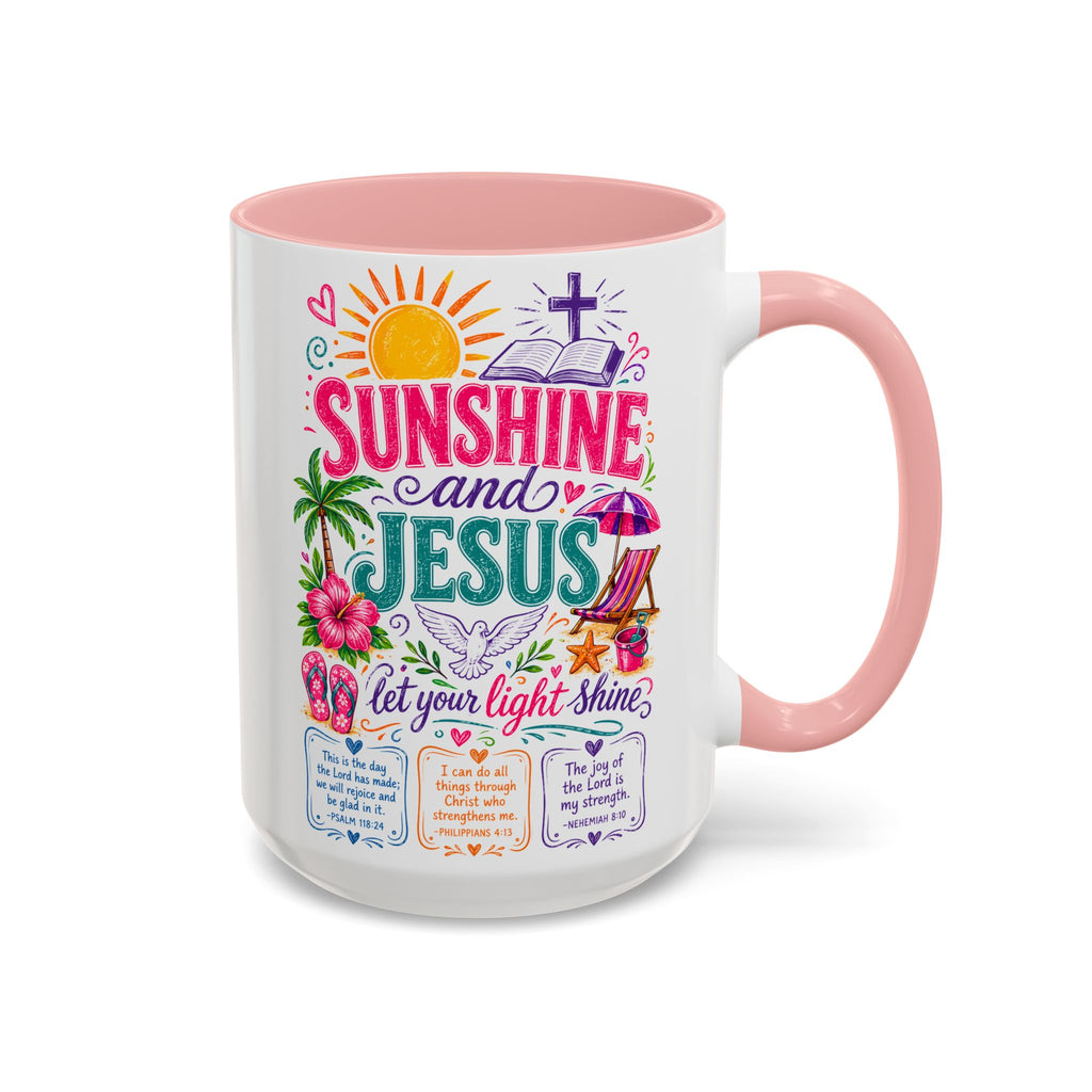Sunshine and Jesus Coffee Mug — Faith-Inspired Beach Vibe Accent Mug (11/15oz)