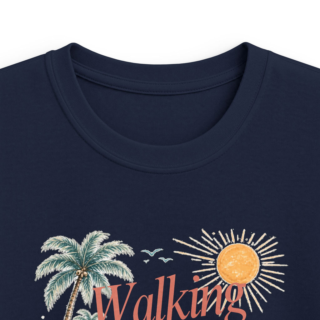 Kids Tee — "Walking in Sunshine" Floral Palm Beach Christian T‑Shirt (Psalm 118:24)