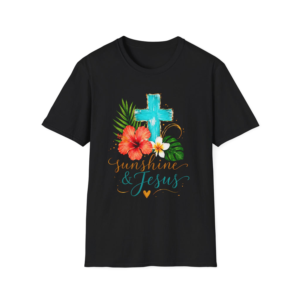 Sunshine & Jesus T-Shirt — Tropical Cross Christian Tee