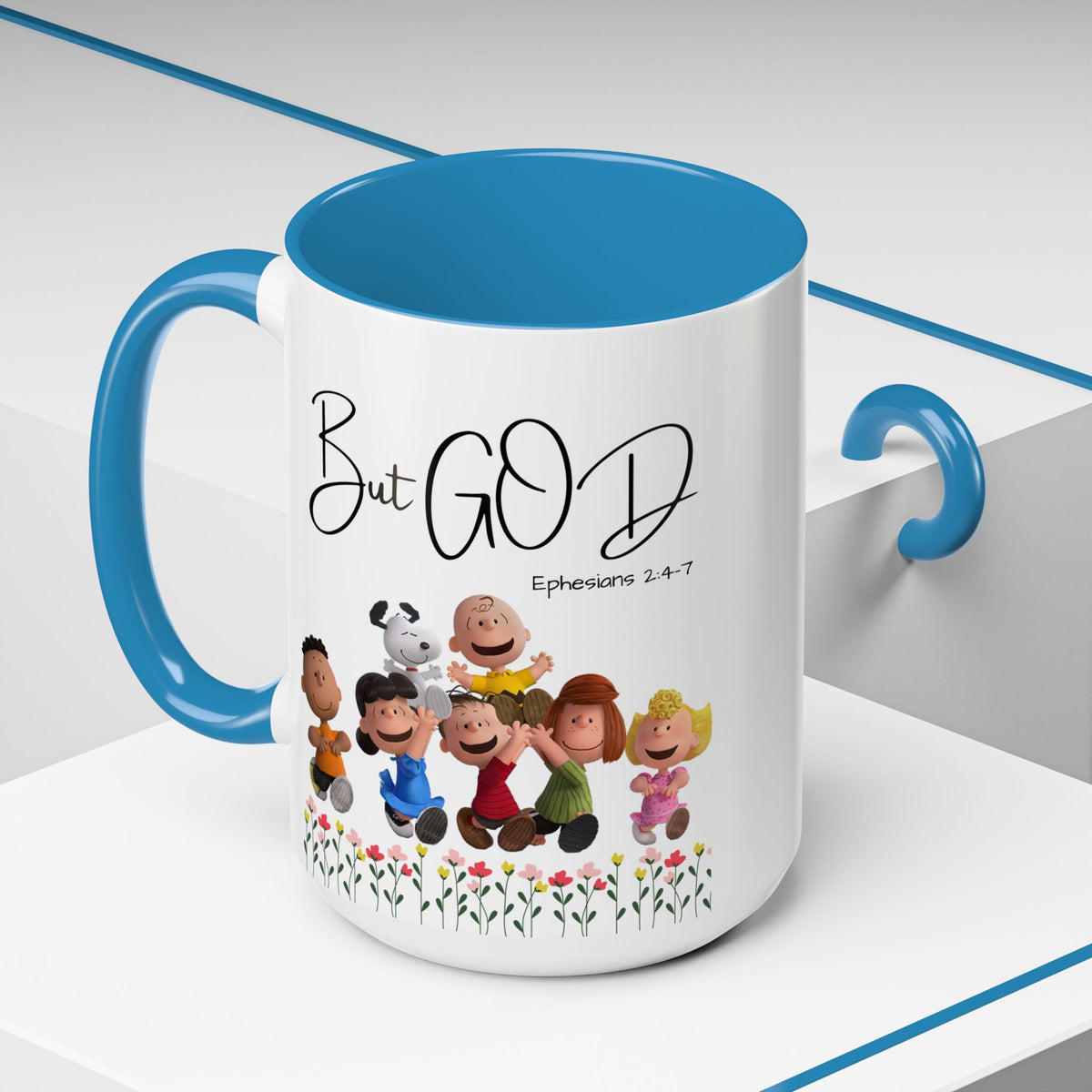 But God Scripture Coffee Mug — Genesis 50:20 Inspirational Heart Accent Mug (11/15oz)