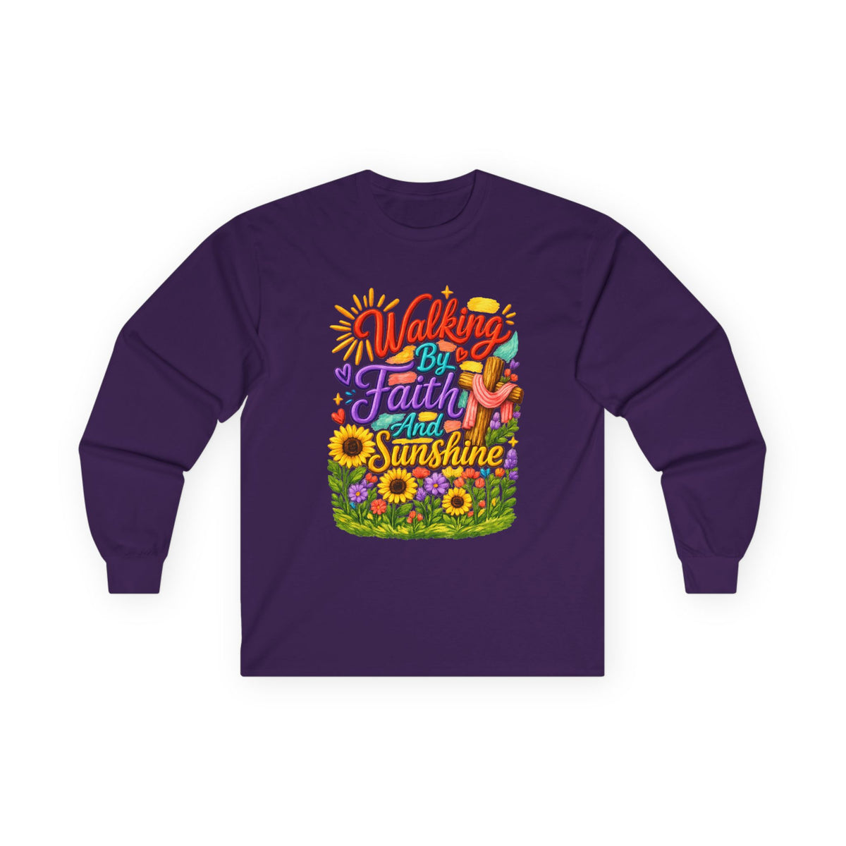 “Walking on Faith and Sunshine” Floral Long Sleeve Tee