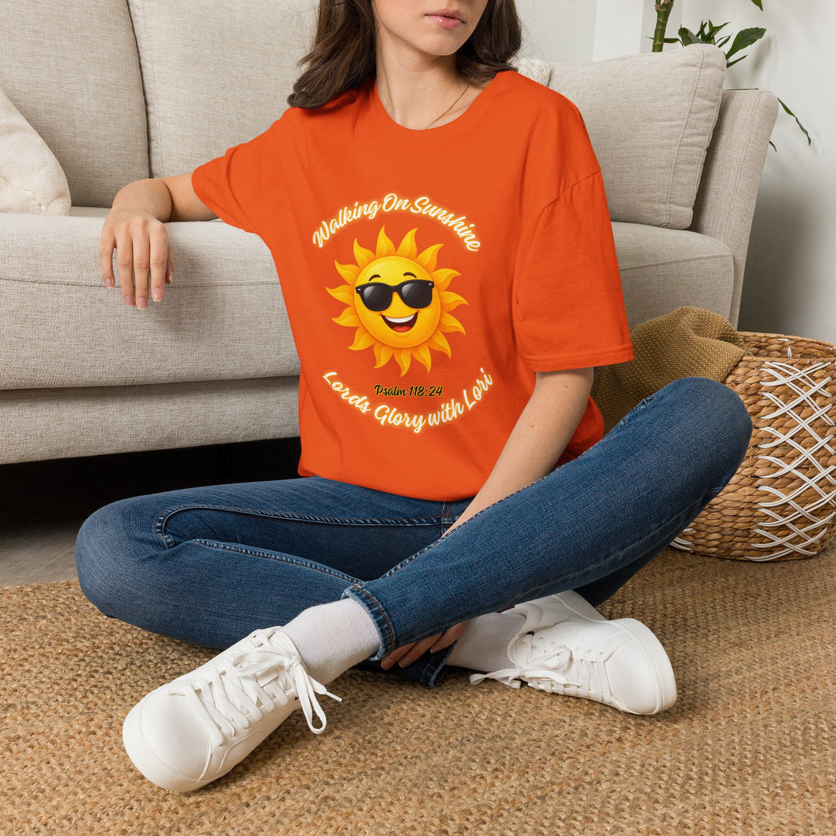 Sunshine Smiles T-Shirt — Sunglasses Sun with Psalm 118:24 Inspirational Tee