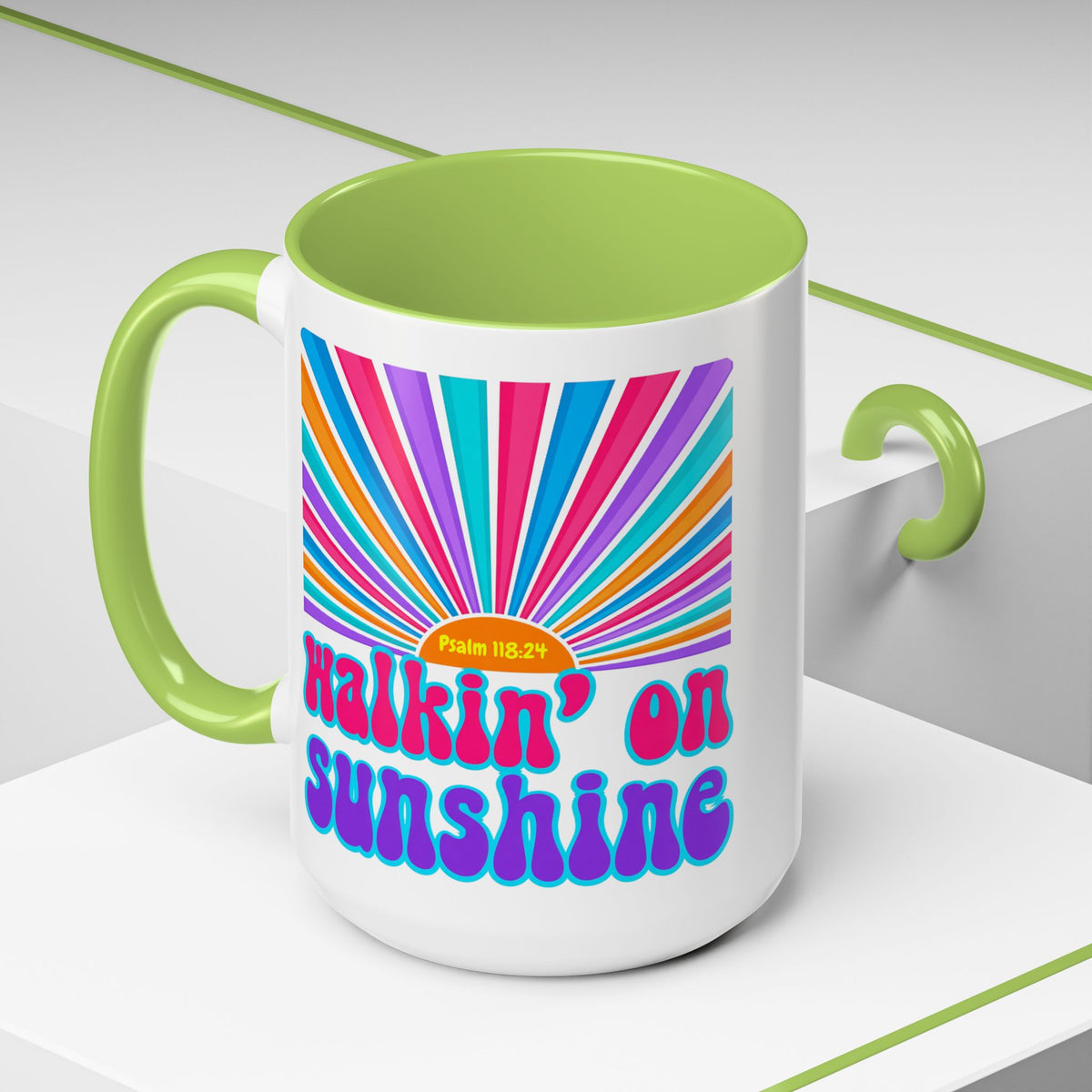 Coffee Mug — "Walkin' on Sunshine" Retro Psalm 118:24 Accent Mug