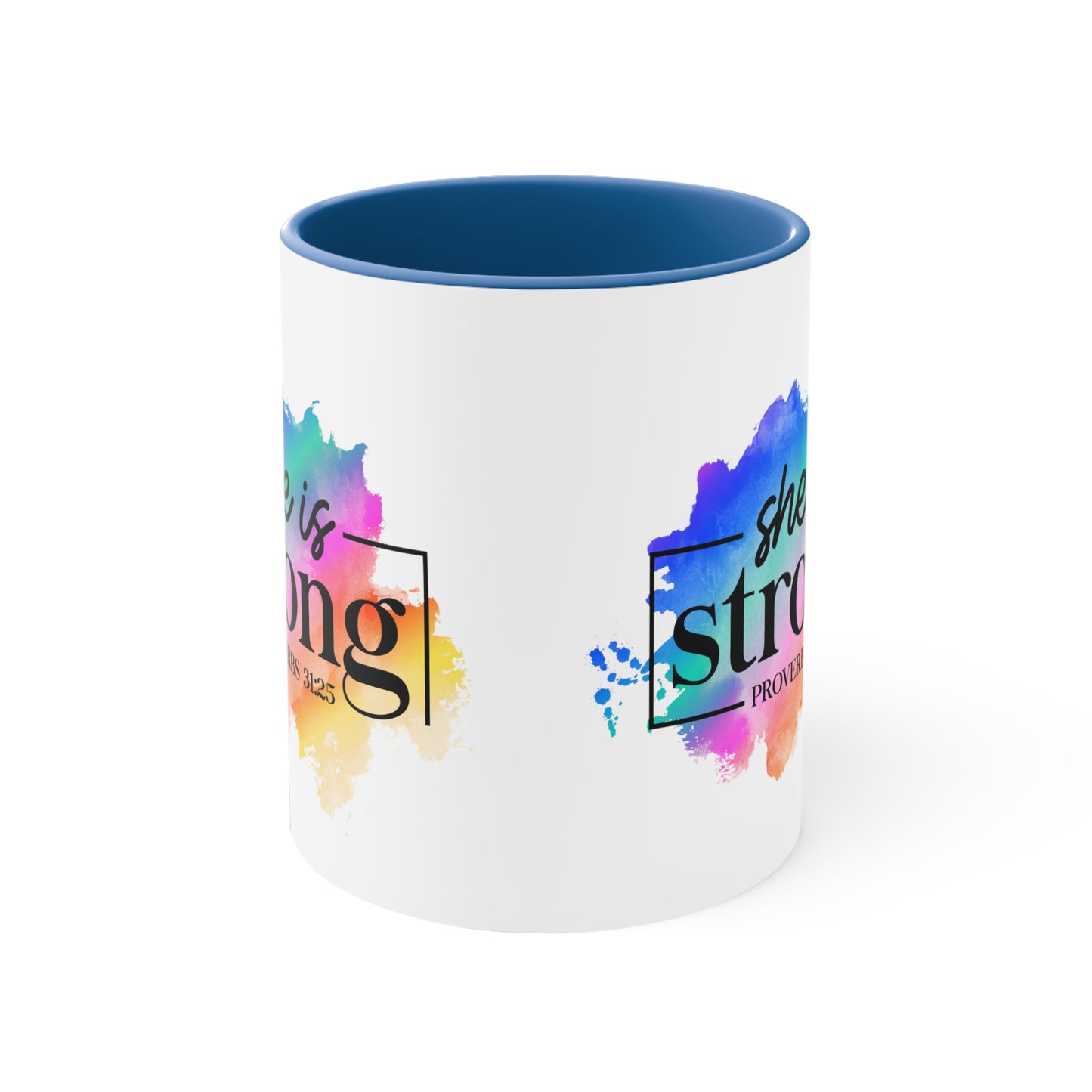 SHE IS STRONG - 5 Colors Accent Coffee Mug, 11oz