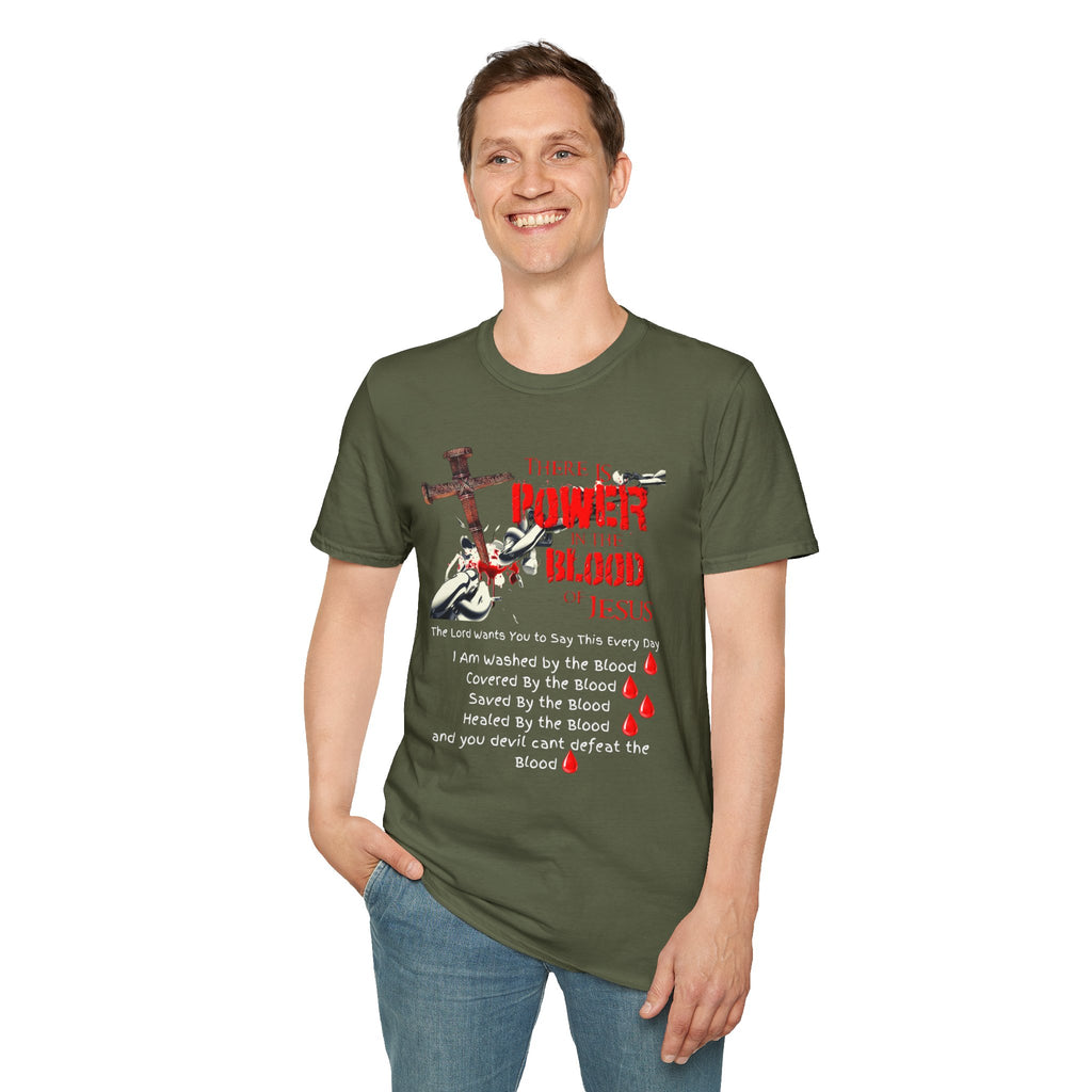 There's Power in the Blood of Jesus T-Shirt — Christian Cross Faith Shirt (Washed by the Blood)