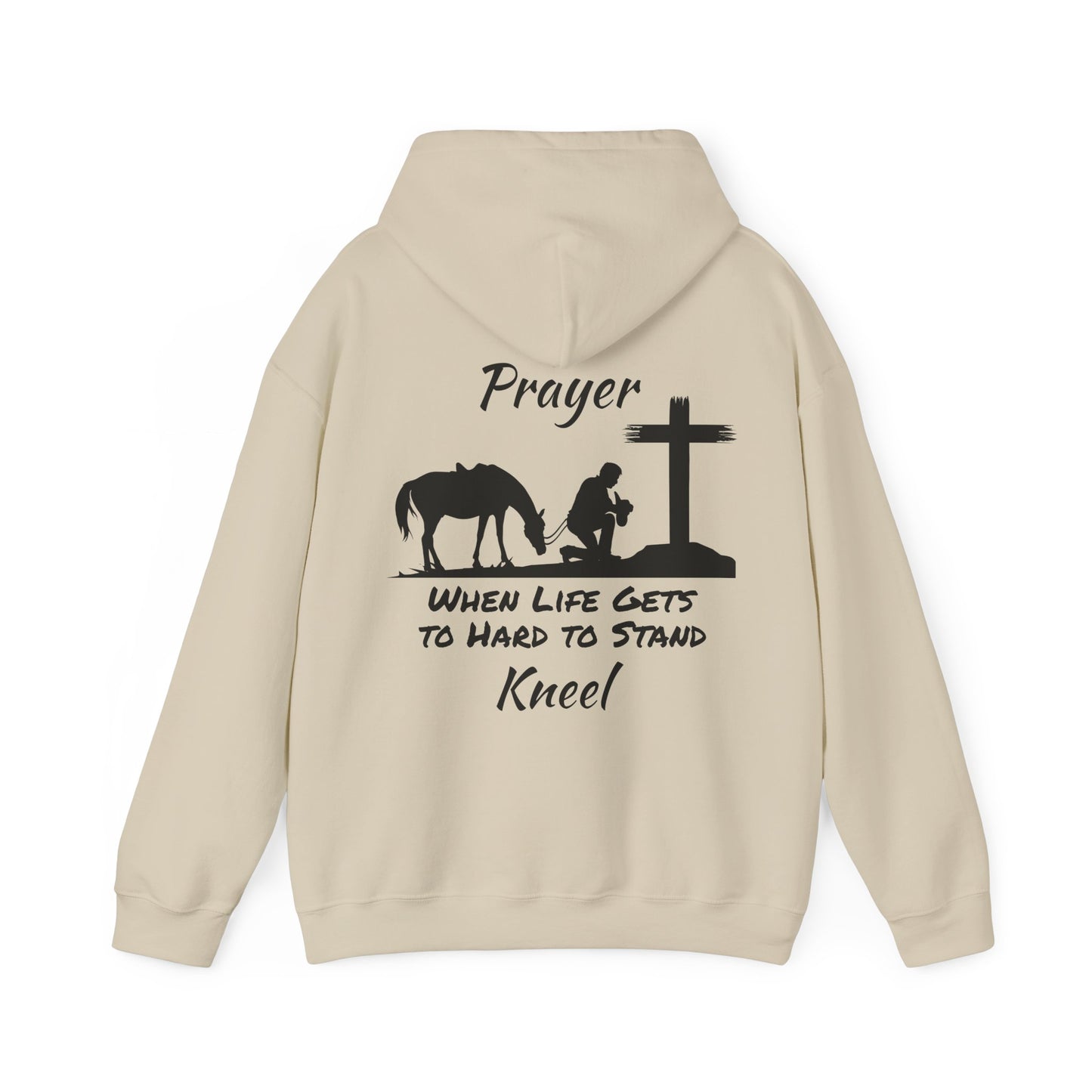 Prayer - when life gets to hard to stand - Kneel - Unisex Heavy Blend Hooded Sweatshirt