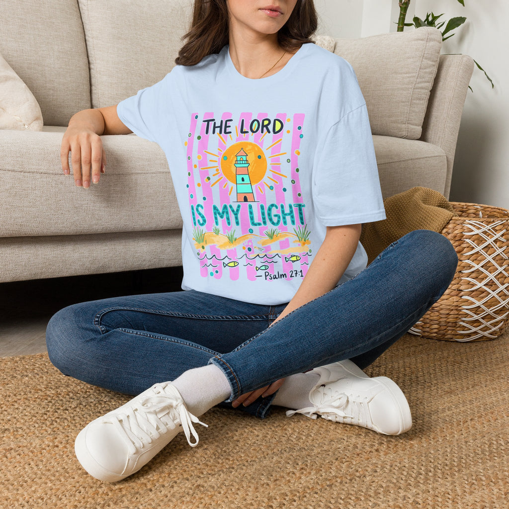 The Lord Is My Light Lighthouse Christian T-Shirt — Psalm 27:1  Inspirational Tee