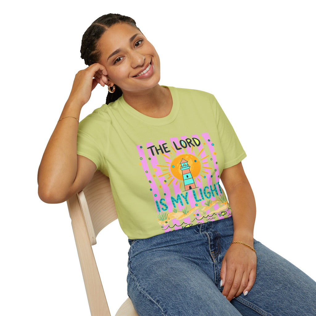 The Lord Is My Light Lighthouse Christian T-Shirt — Psalm 27:1  Inspirational Tee