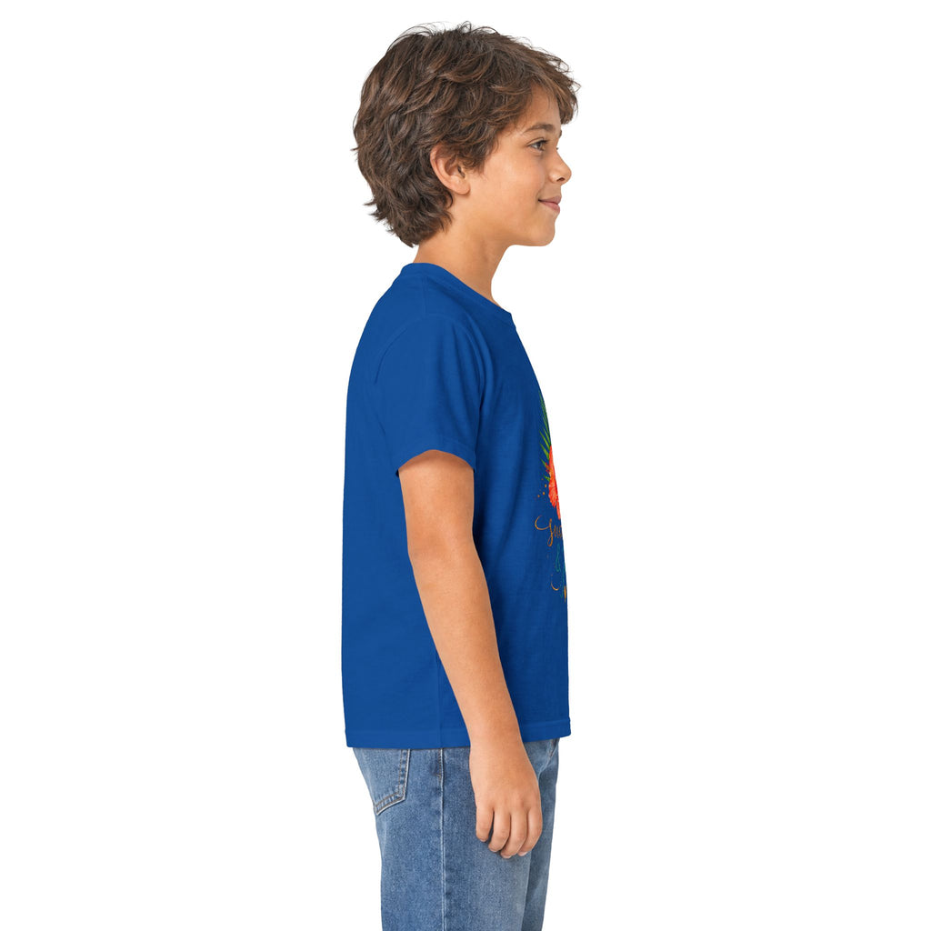 Kids Tee — Sunshine & Jesus Floral Cross Christian Graphic