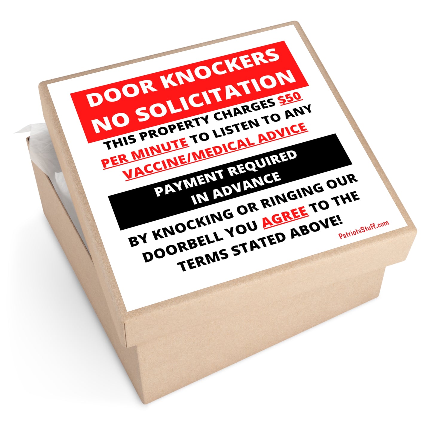 DOOR KNOCKERS BEWARE - Square Vinyl Stickers (Exterior Use)