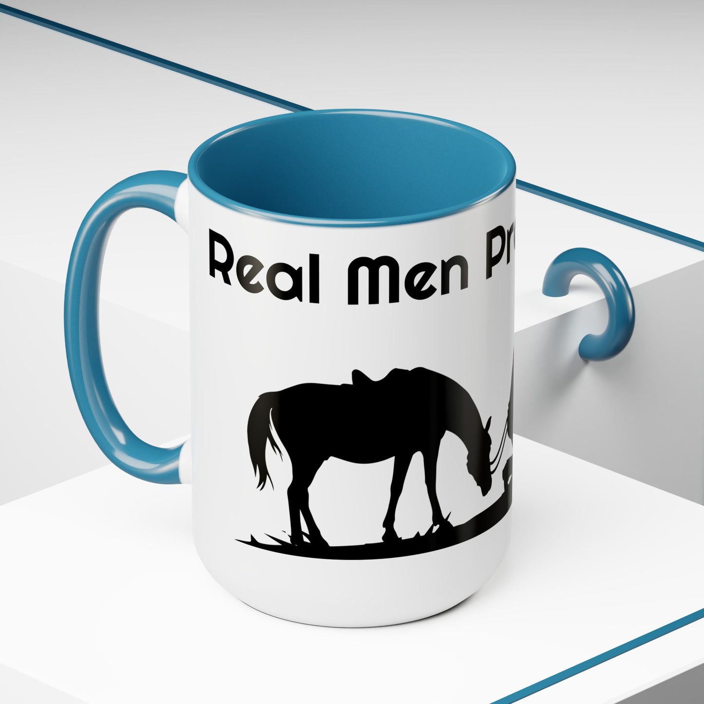 Real Men Pray! Two-Tone Coffee Mugs, 15oz