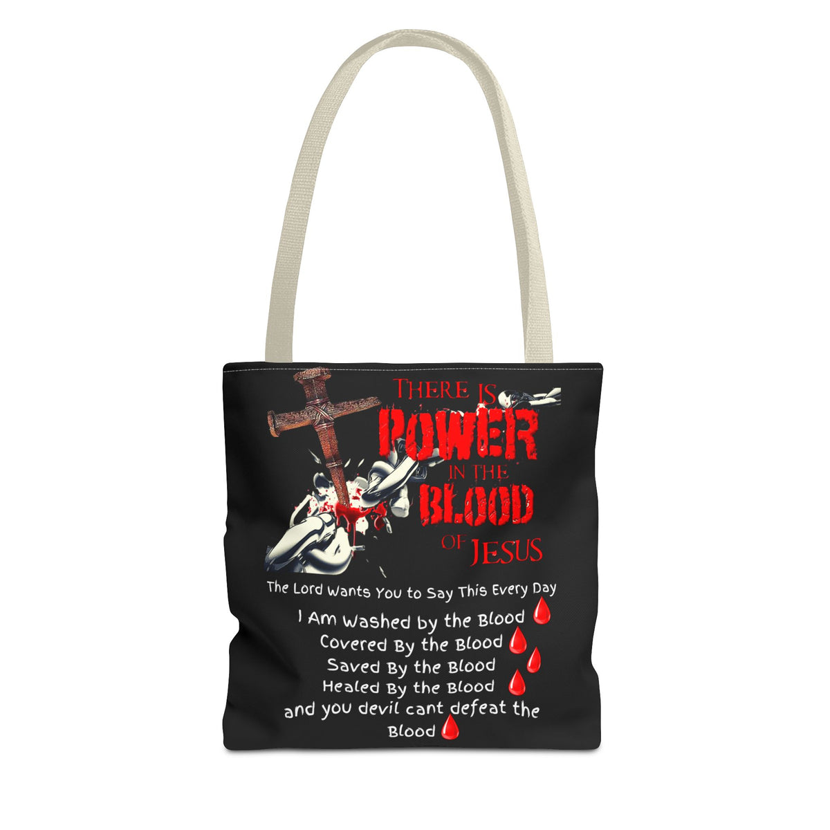 Tote — "The Power of the Blood of Jesus" Inspirational Christian Tote Bag