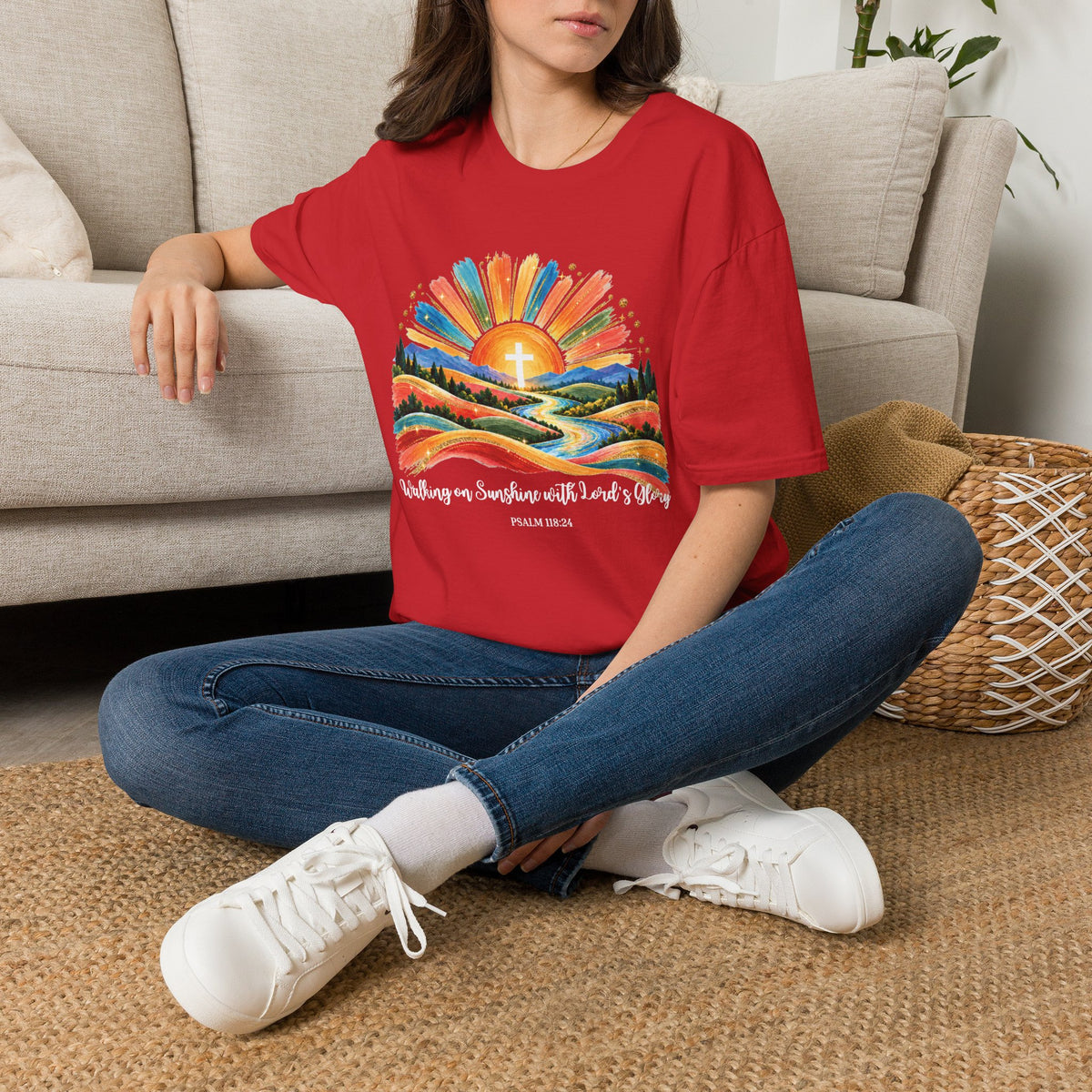 Walking On Sunshine with Lords Glory - with Lori Faith and Hope Christian Sunrise T-Shirt