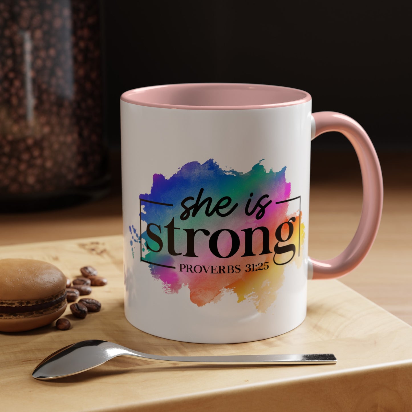 SHE IS STRONG - 5 Colors Accent Coffee Mug, 11oz