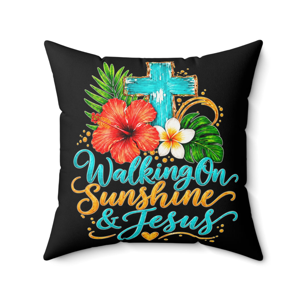 Walking on Sunshine Faux Suede Square Pillow