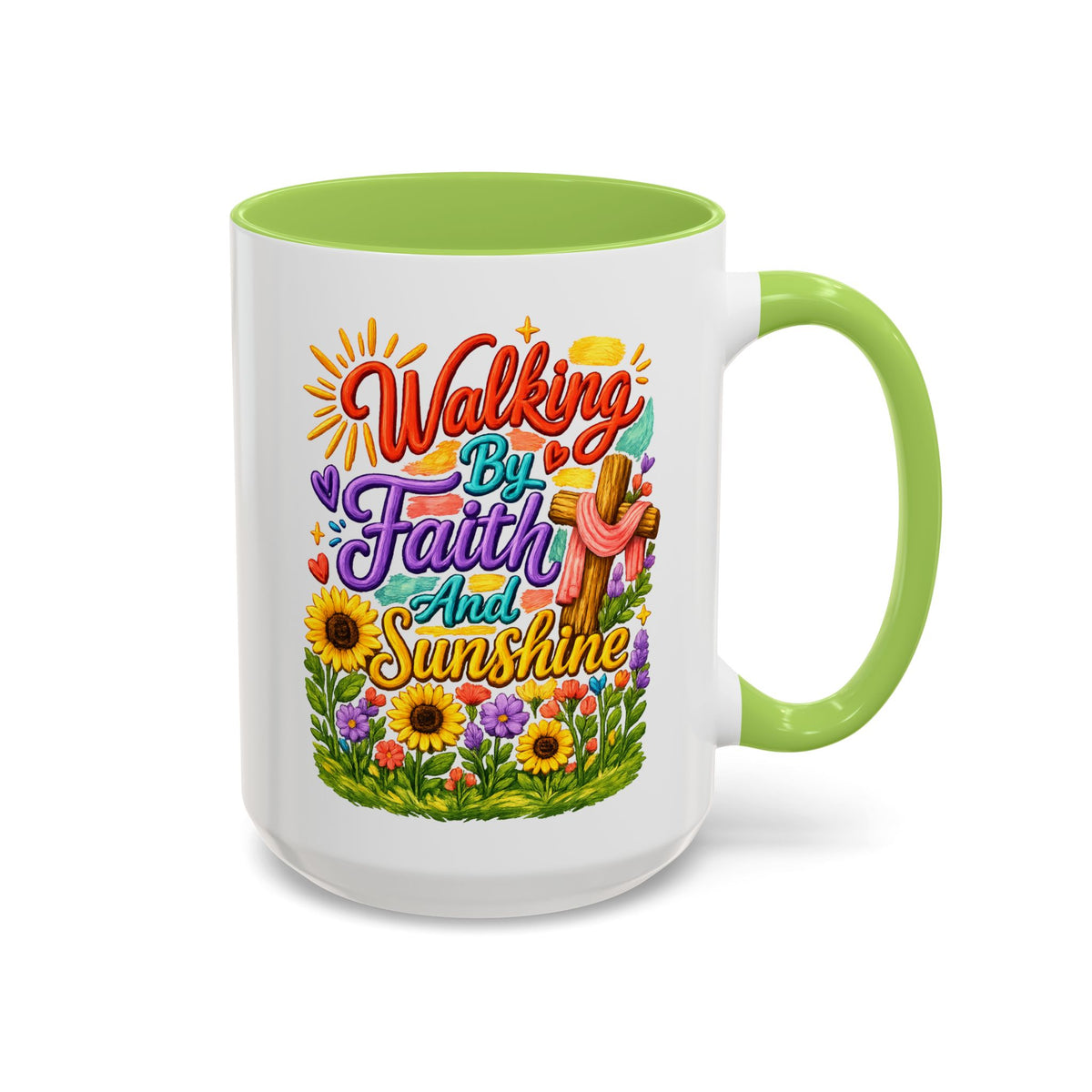 Walking by Faith and Sunshine Inspirational Coffee Mug