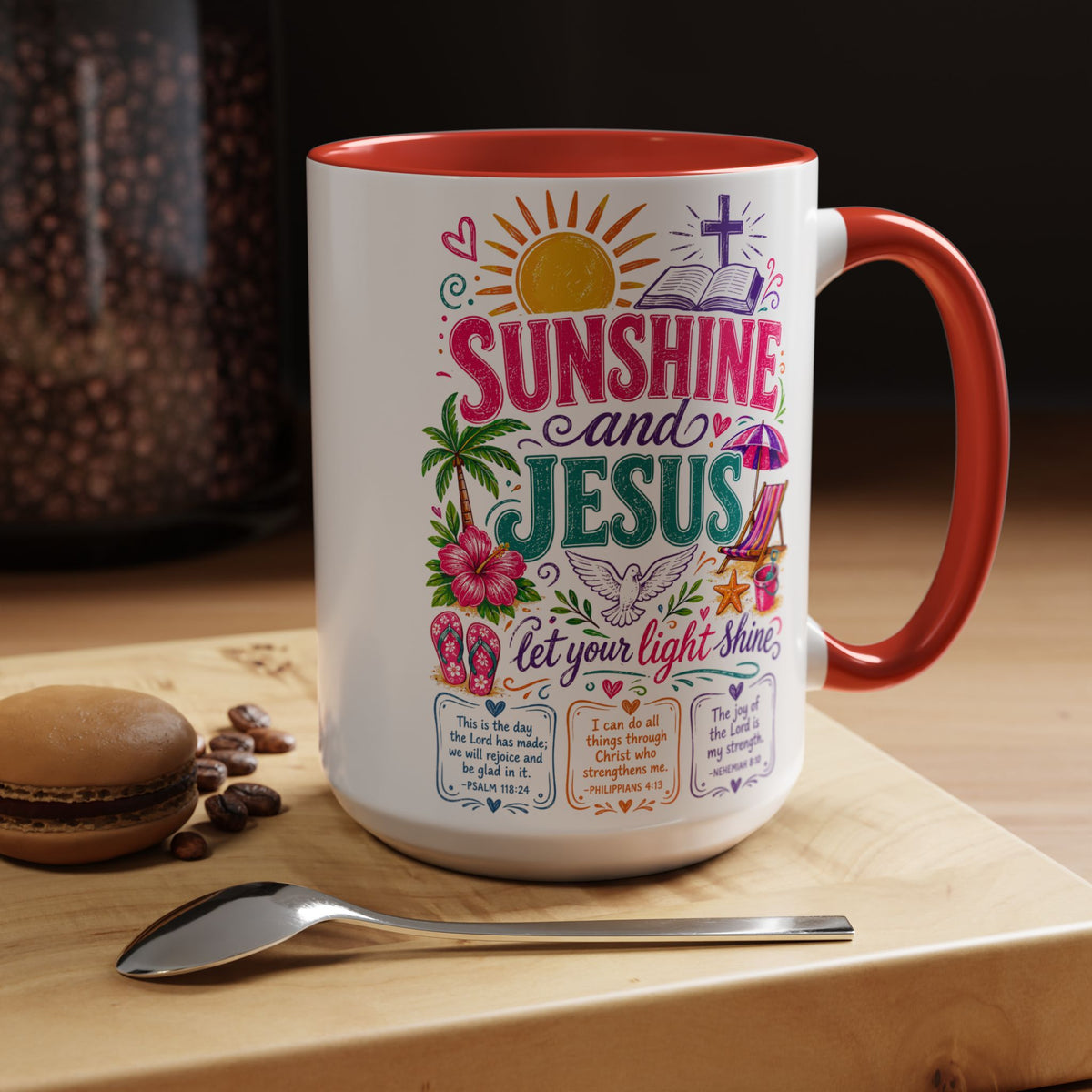 Sunshine and Jesus Coffee Mug — Faith-Inspired Beach Vibe Accent Mug (11/15oz)