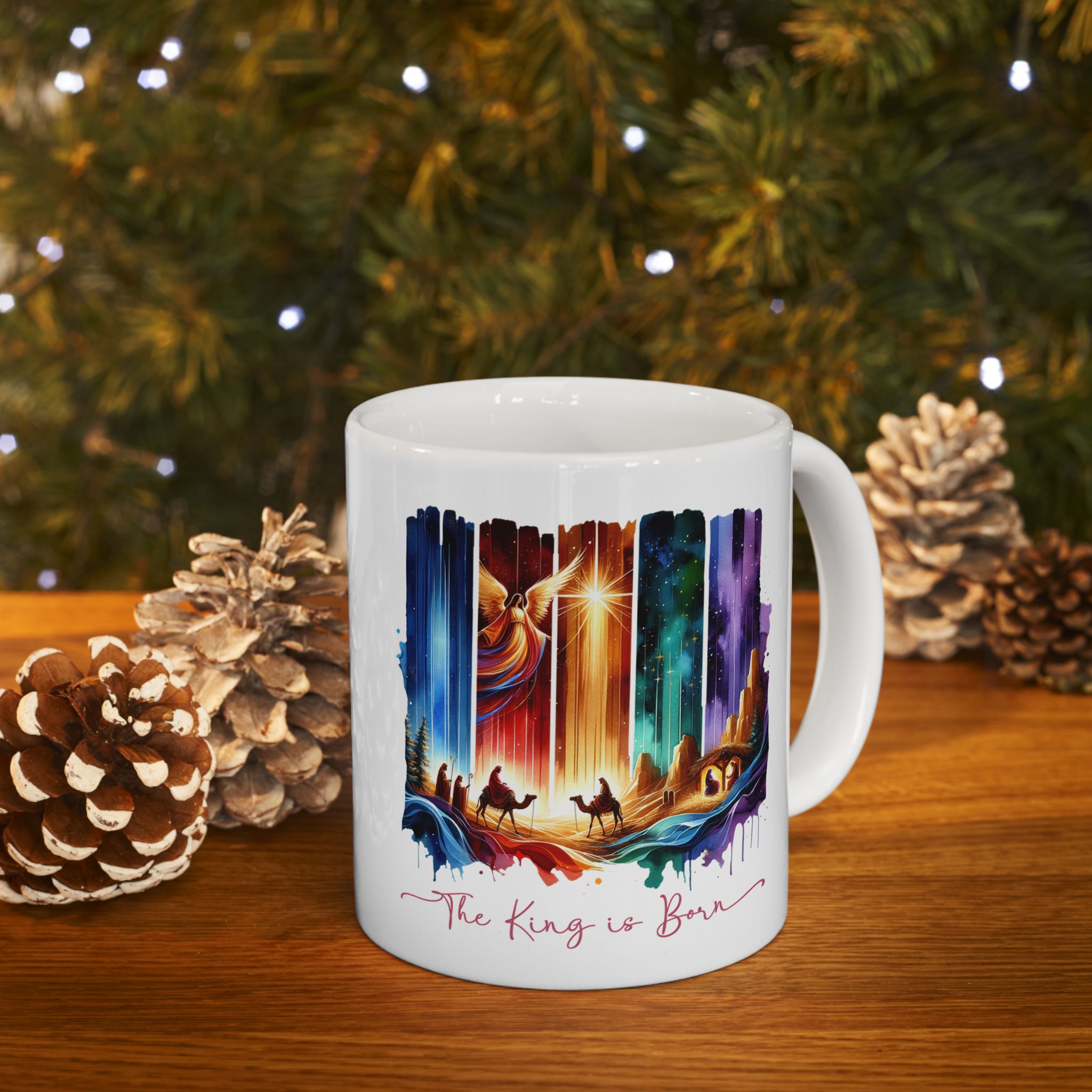 A King is Born  Ceramic Mug, Colorful Coffee Cup, Art Mug for Home Decor, Unique Gift for Jesus Lovers, Perfect for Housewarming
