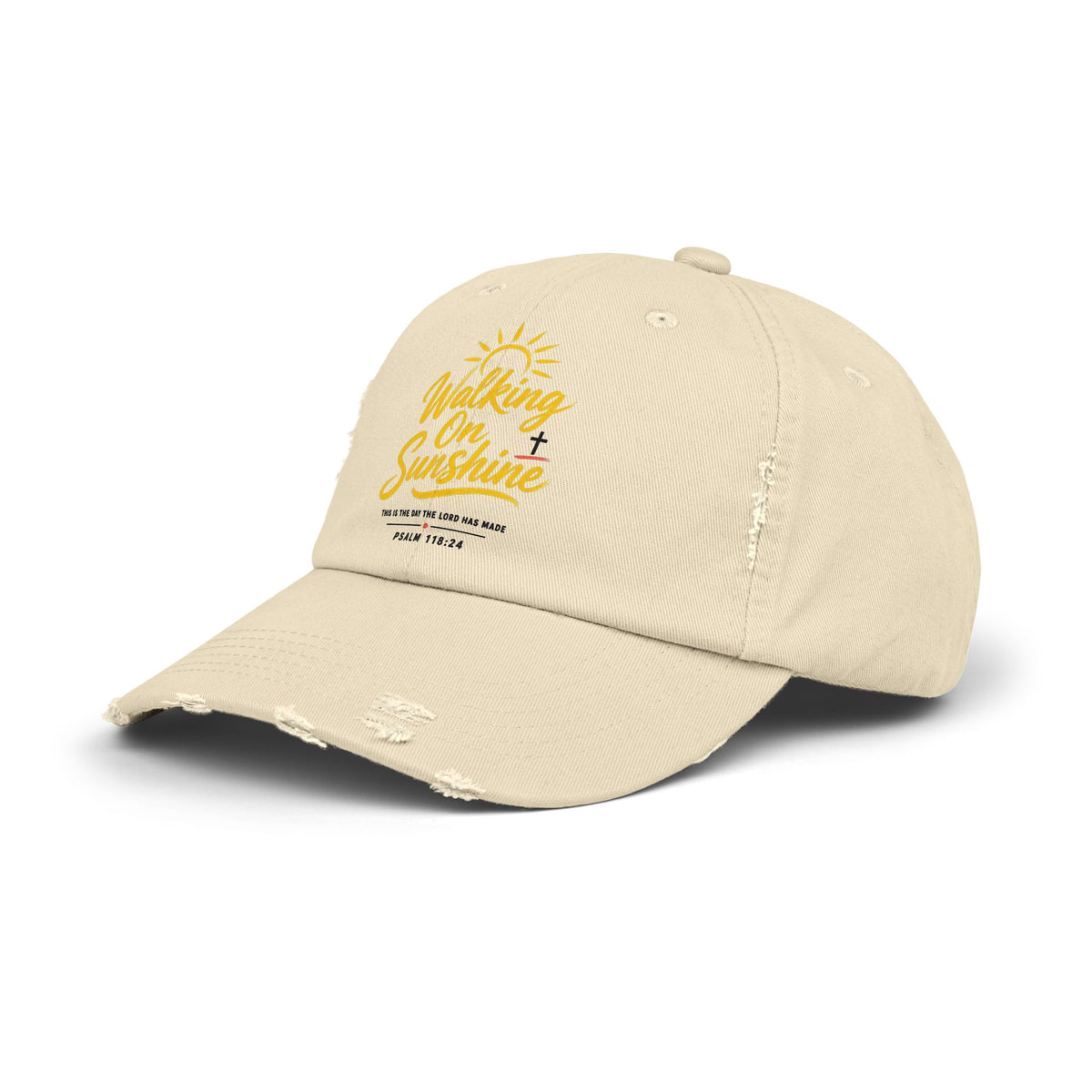 Walking on Sunshine Distressed Cap – Christian Sunshine Baseball Hat (Psalm 118:24)