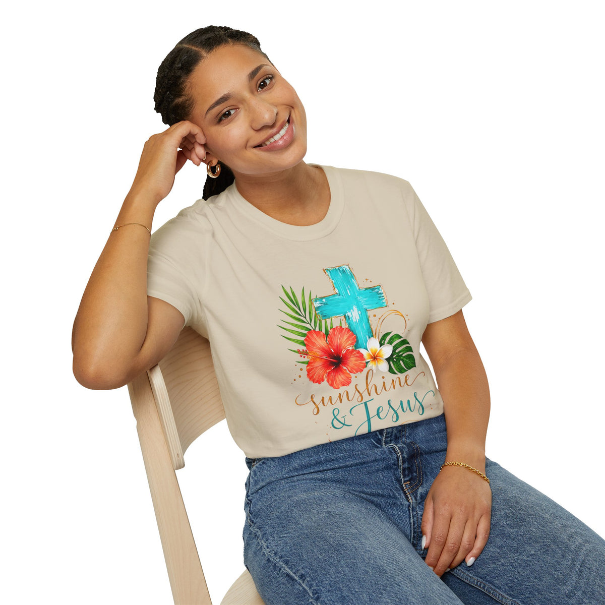 Sunshine & Jesus T-Shirt — Tropical Cross Christian Tee