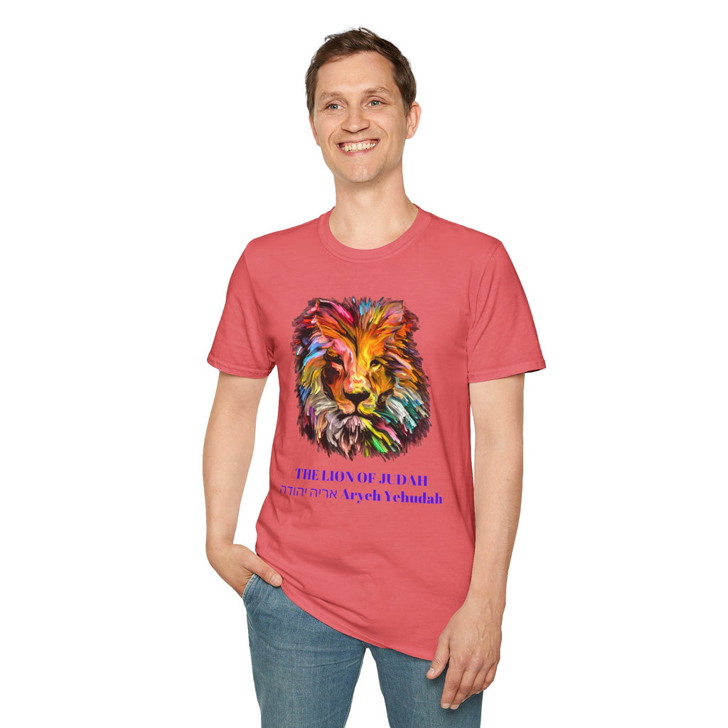 Lion of Judah Colorful Lion T-Shirt — "The Lion of Judah / Aryeh Yehudah" Graphic Tee