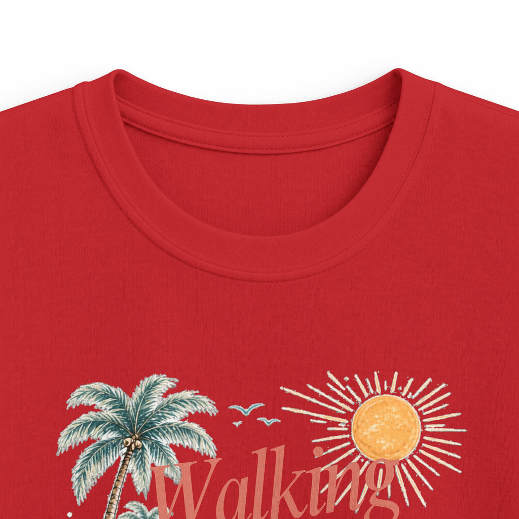 Kids Tee — "Walking in Sunshine" Floral Palm Beach Christian T‑Shirt (Psalm 118:24)