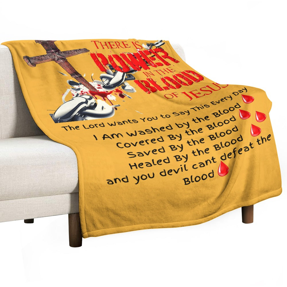 There's Power in the Blood of Jesus Custom super soft blanket Made in USA