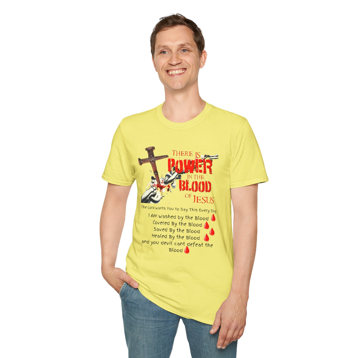 Jesus Blood Cross T-Shirt — "There Is Power In The Blood of Jesus" Christian Tee