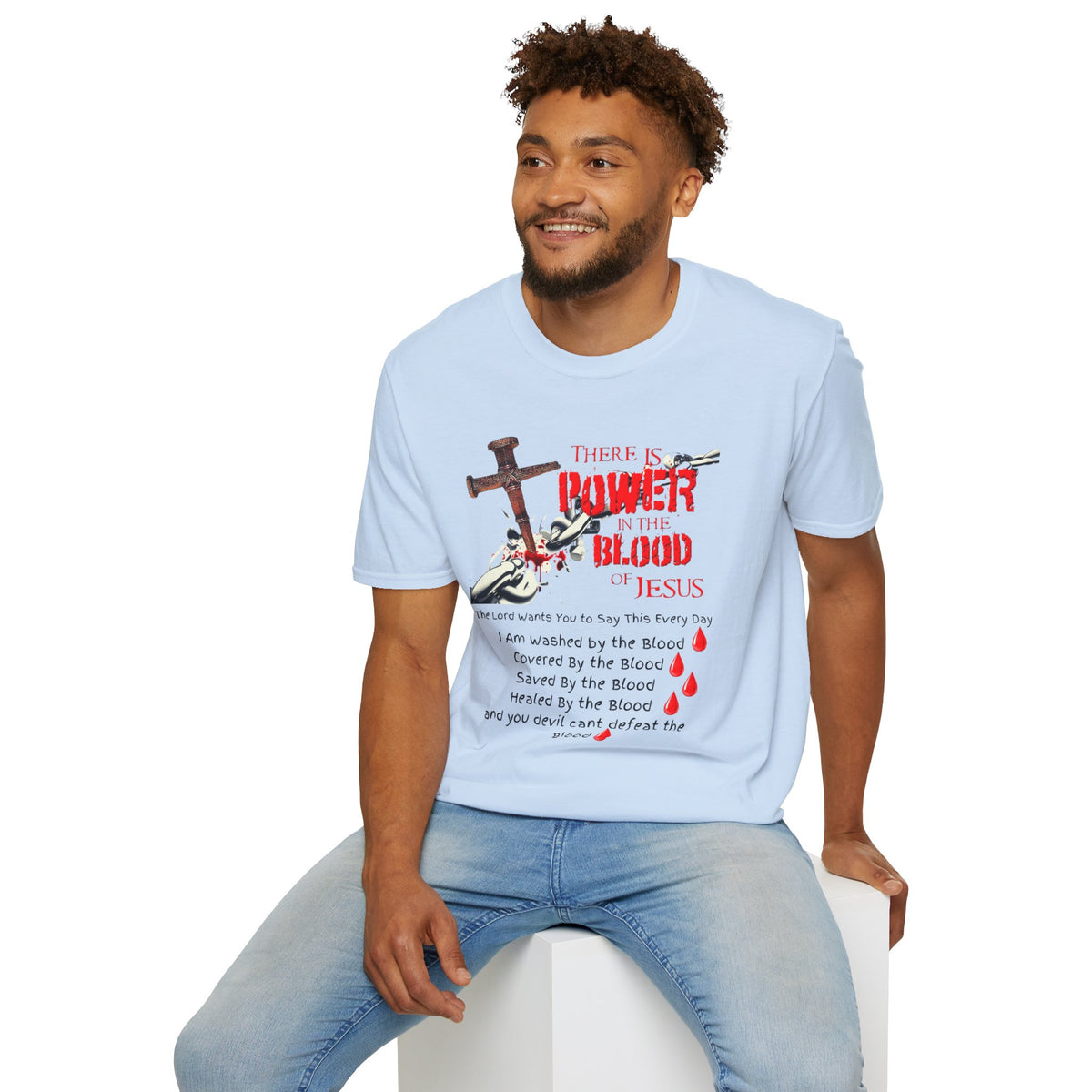 Jesus Blood Cross T-Shirt — "There Is Power In The Blood of Jesus" Christian Tee