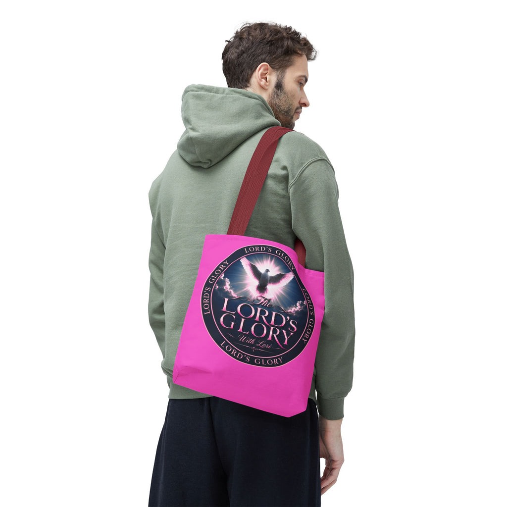 Religious Tote Bag - "The Lord's Glory with Lori" Pink All-Over-Print Christian Tote