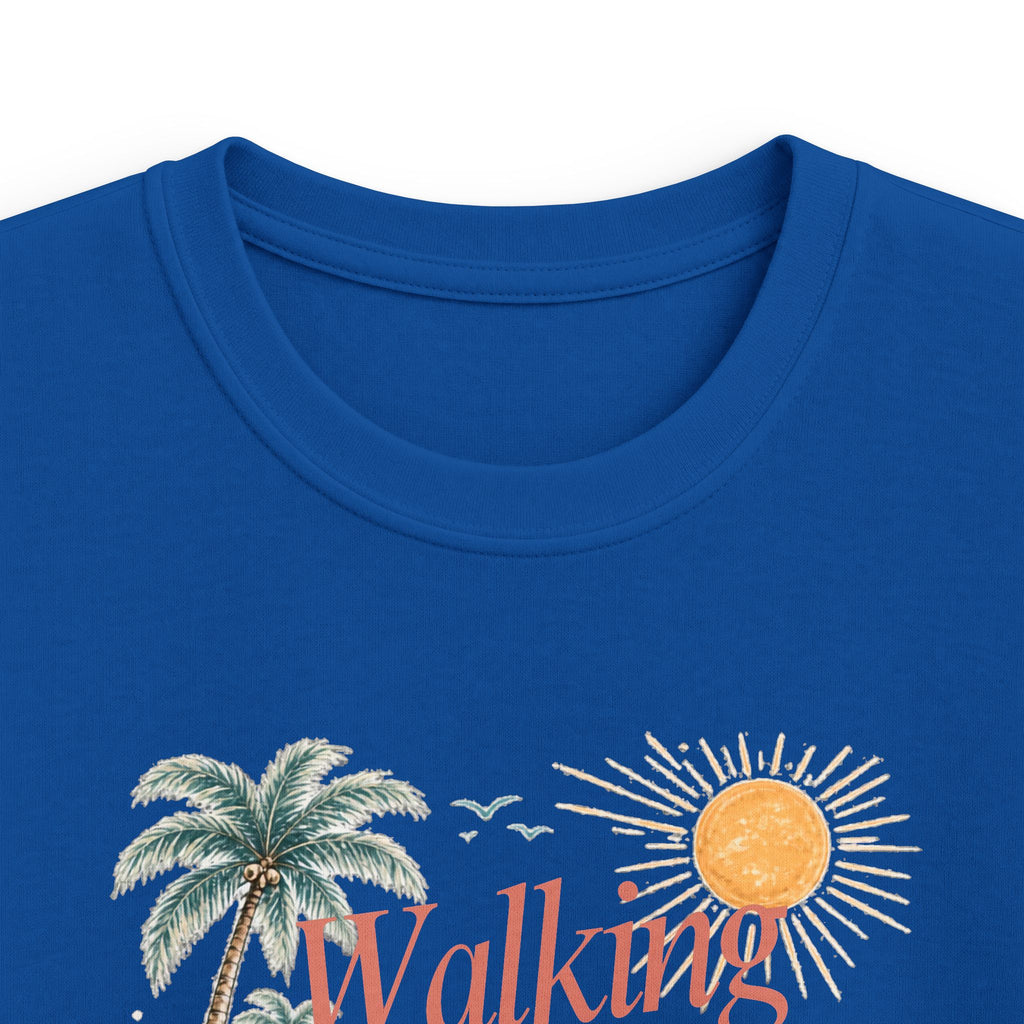 Kids Tee — "Walking in Sunshine" Floral Palm Beach Christian T‑Shirt (Psalm 118:24)