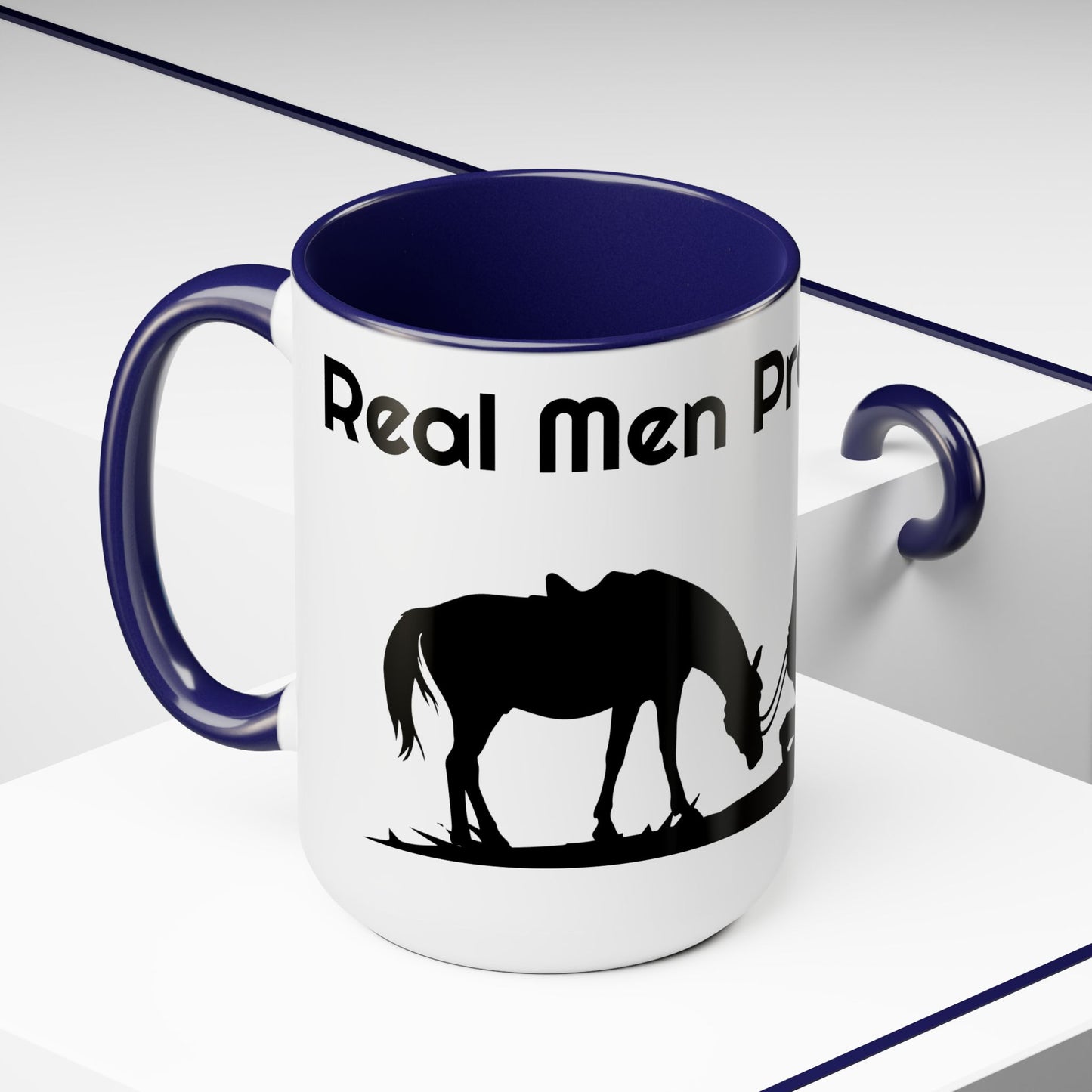 Real Men Pray! Two-Tone Coffee Mugs, 15oz