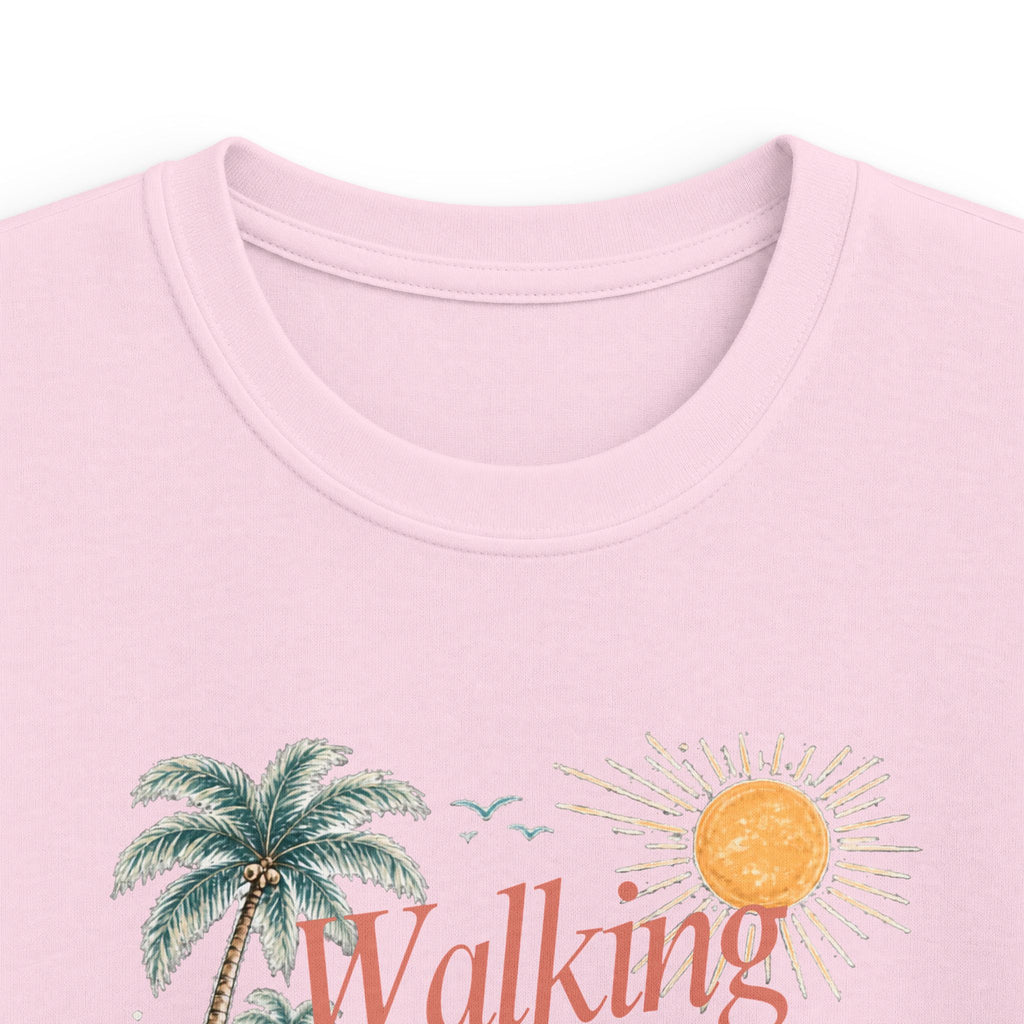 Kids Tee — "Walking in Sunshine" Floral Palm Beach Christian T‑Shirt (Psalm 118:24)