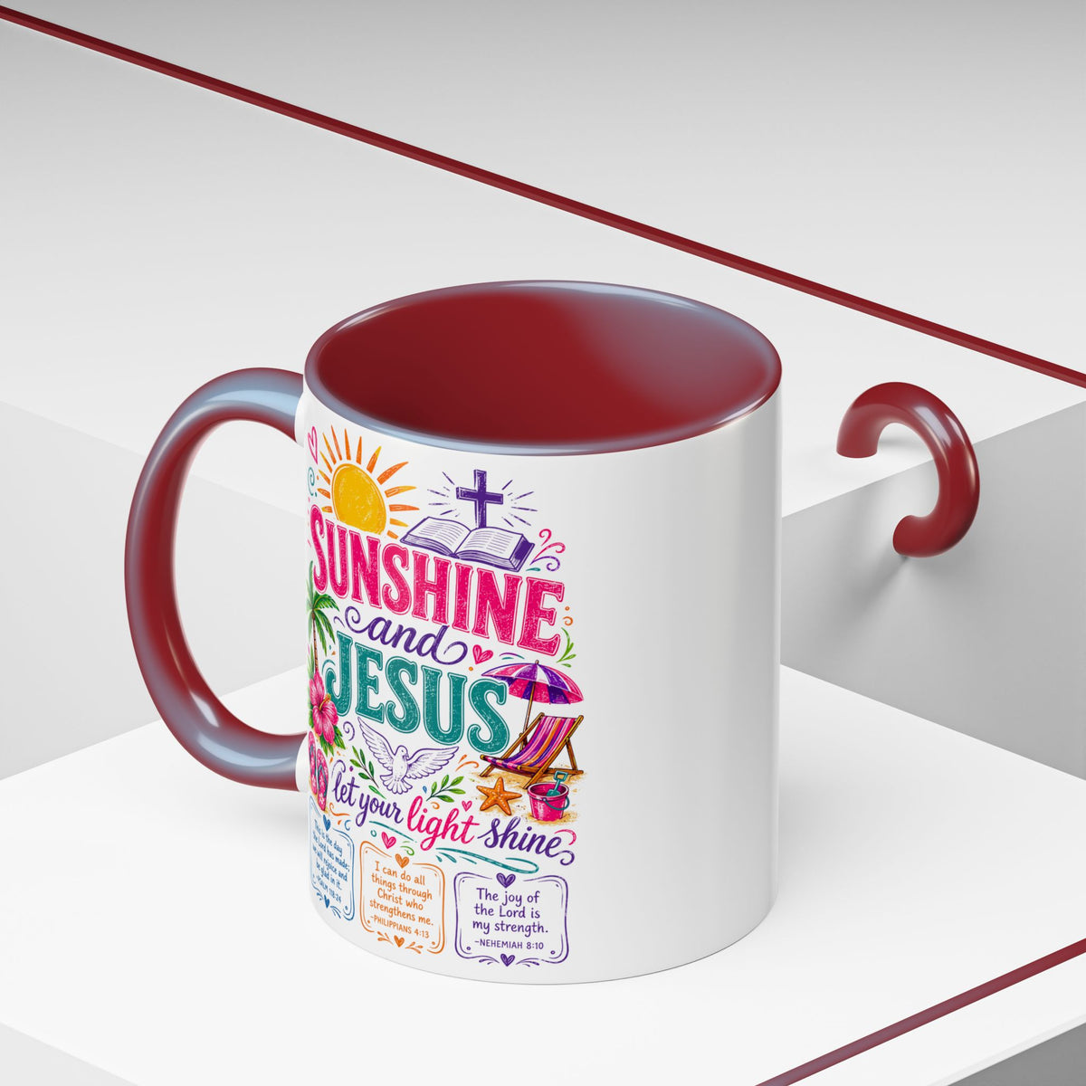Sunshine and Jesus Coffee Mug — Faith-Inspired Beach Vibe Accent Mug (11/15oz)