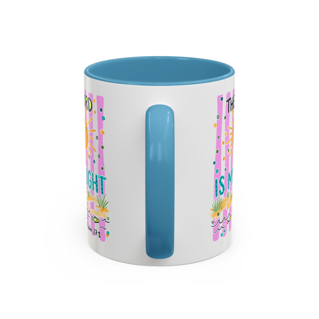 Christian Coffee Mug - "The Lord Is My Light" Lighthouse Psalm 27:1 Accent Mug