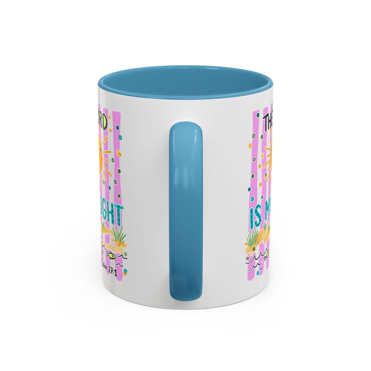 Christian Coffee Mug - "The Lord Is My Light" Lighthouse Psalm 27:1 Accent Mug