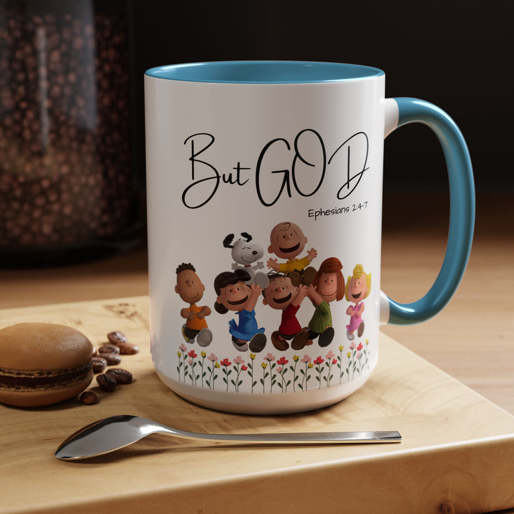 But God Scripture Coffee Mug — Genesis 50:20 Inspirational Heart Accent Mug (11/15oz)