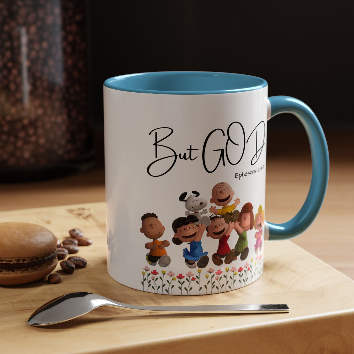 But God Scripture Coffee Mug — Genesis 50:20 Inspirational Heart Accent Mug (11/15oz)