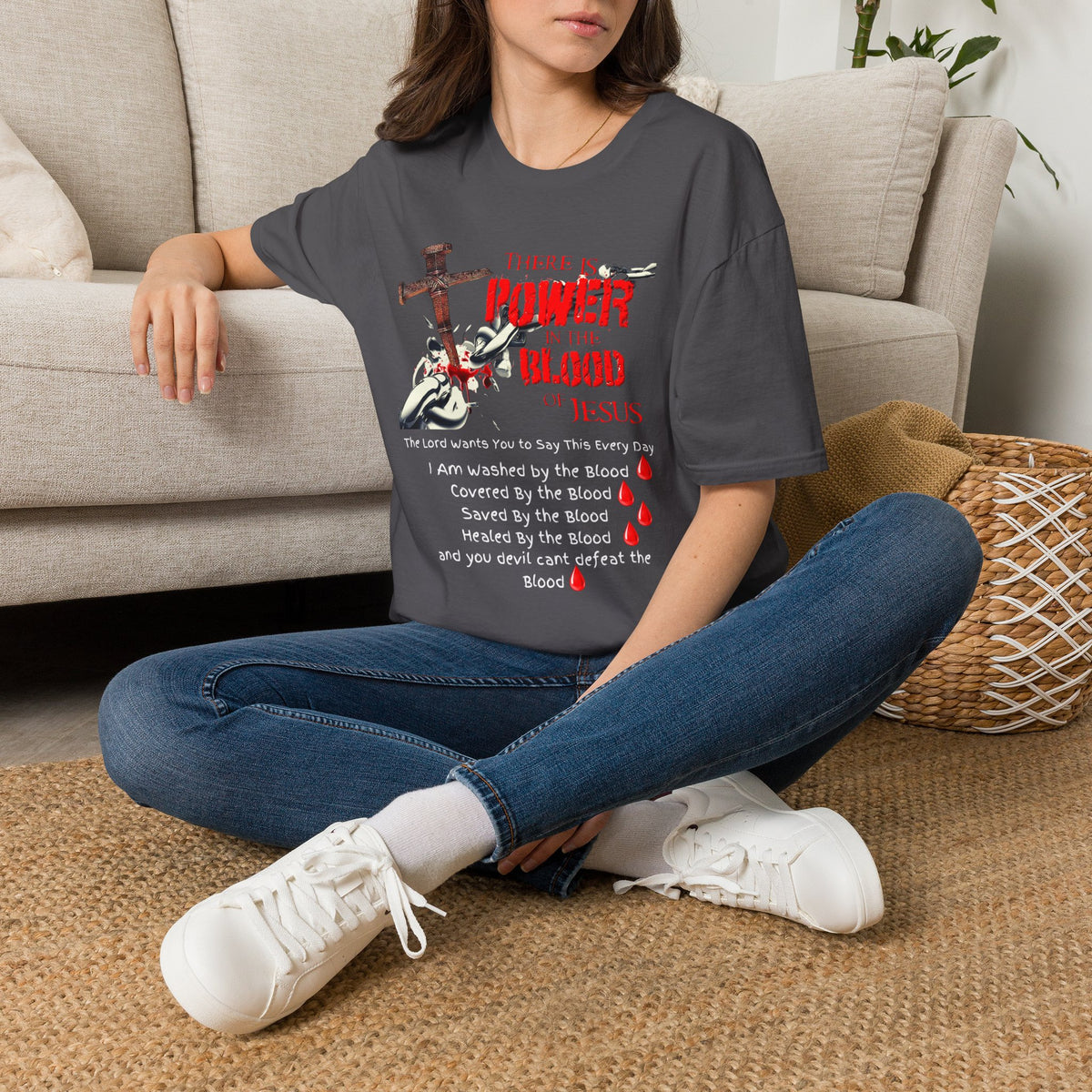 There's Power in the Blood of Jesus T-Shirt — Christian Cross Faith Shirt (Washed by the Blood)