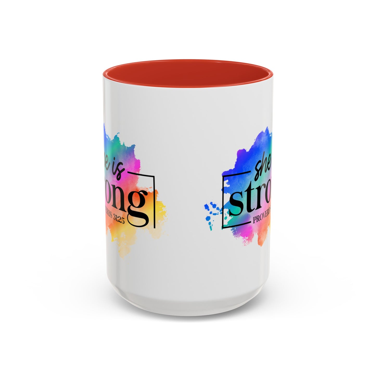 SHE IS STRONG - 5 Colors Accent Coffee Mug, 11oz