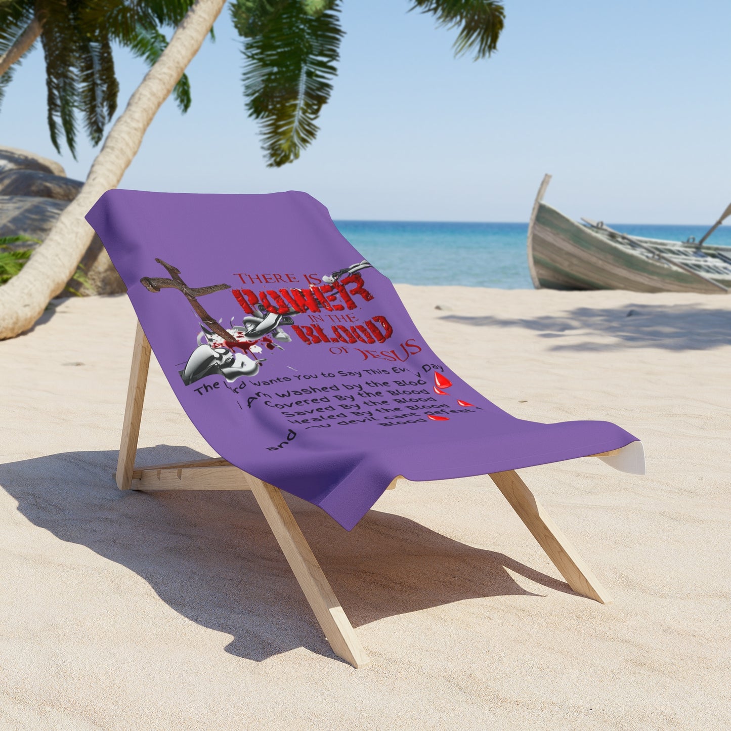 The Power of the Blood of Jesus - Purple Beach Towel