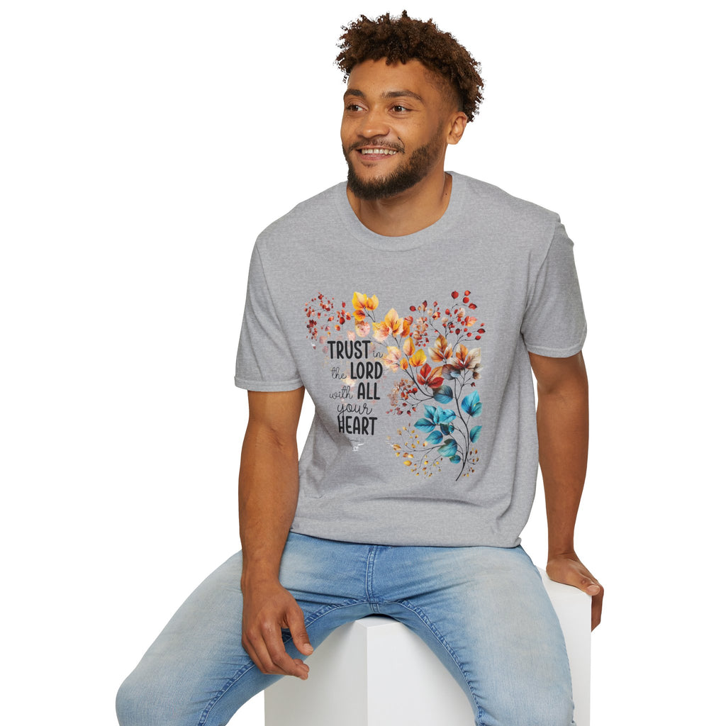 Trust the Lord with All Your Heart T-Shirt | Floral Scripture Design