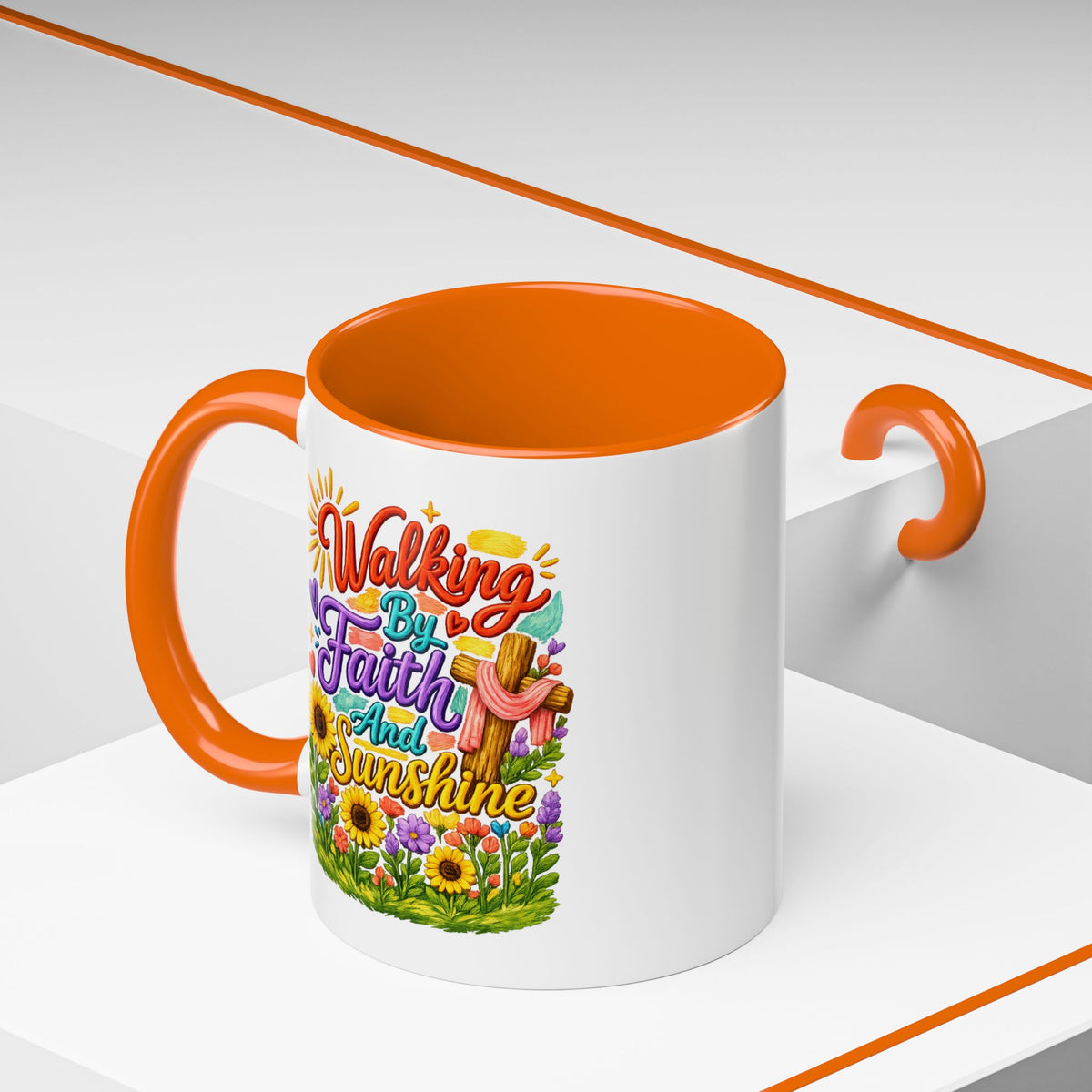 Walking by Faith and Sunshine Inspirational Coffee Mug