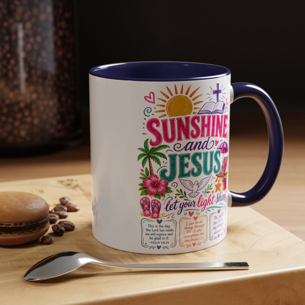 Sunshine and Jesus Coffee Mug — Faith-Inspired Beach Vibe Accent Mug (11/15oz)