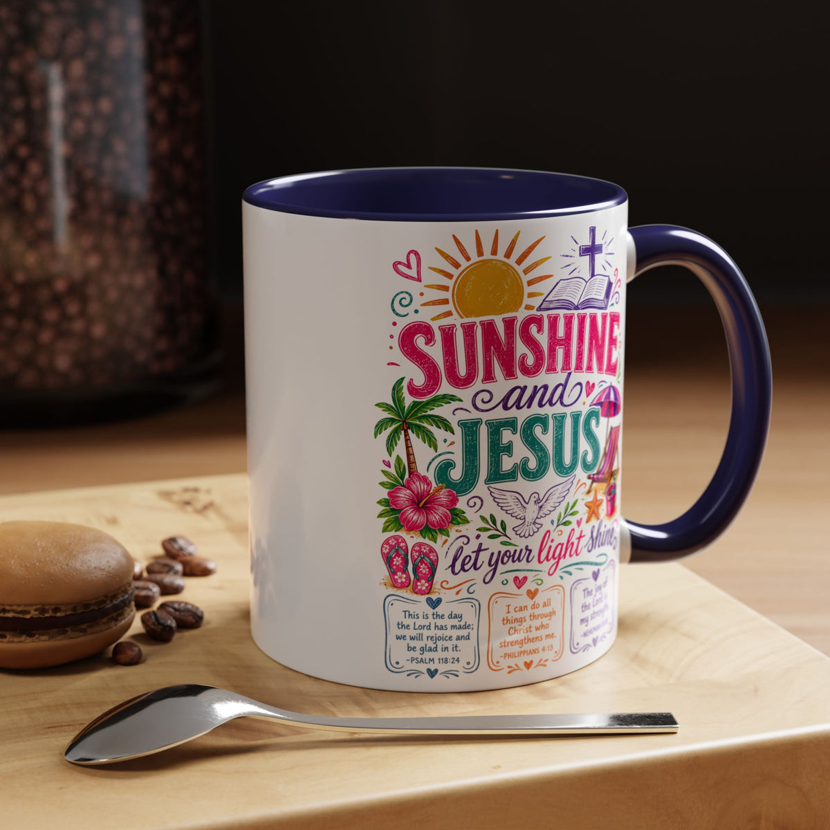 Sunshine and Jesus Coffee Mug — Faith-Inspired Beach Vibe Accent Mug (11/15oz)