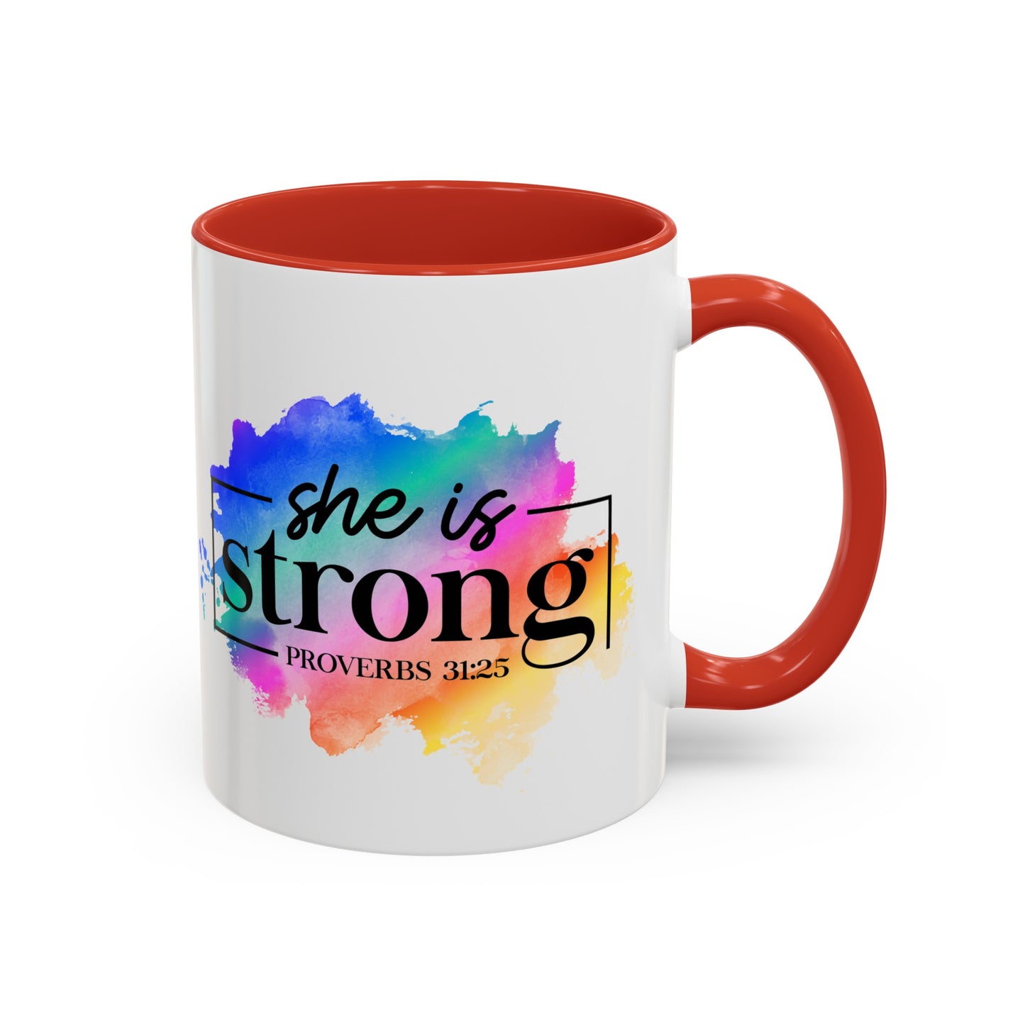 SHE IS STRONG - 5 Colors Accent Coffee Mug, 11oz