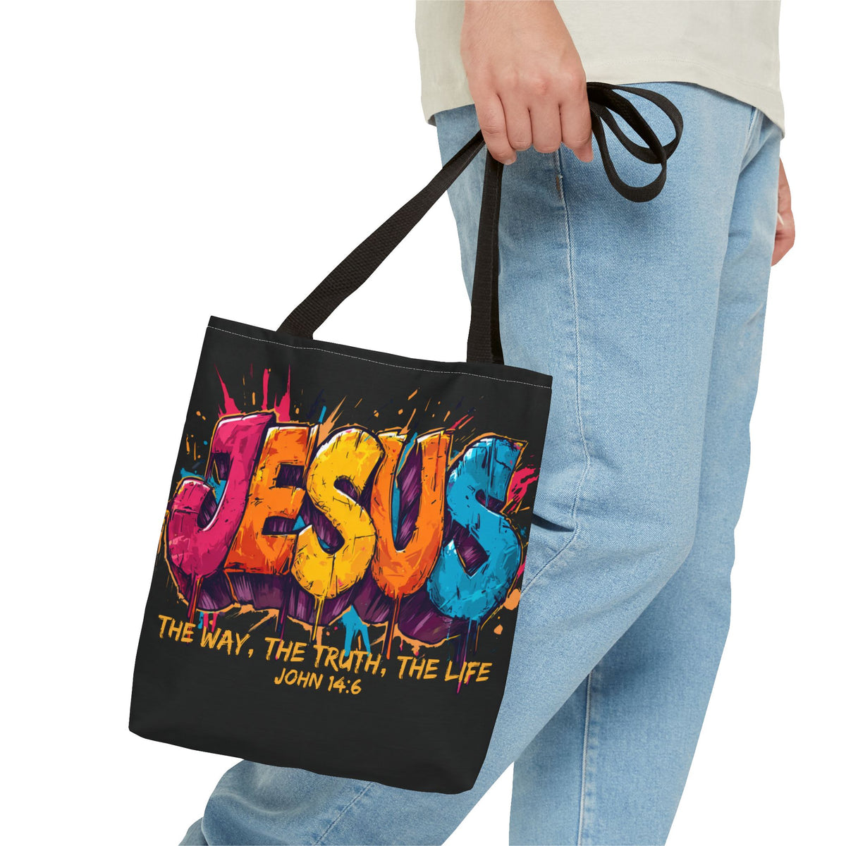 Jesus Graffiti Tote Bag | The Way The Truth The Life John 14:6
