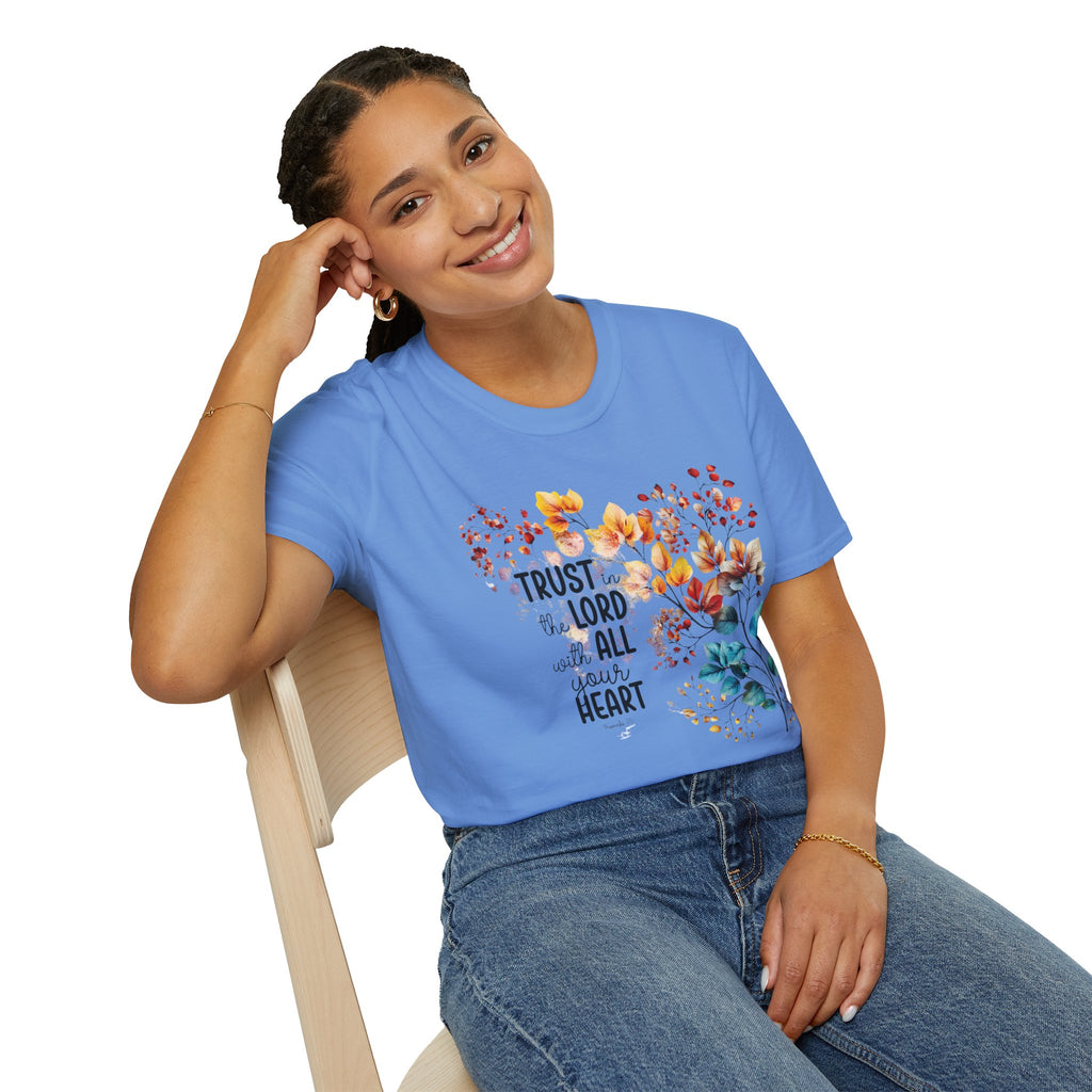 Trust the Lord with All Your Heart T-Shirt | Floral Scripture Design